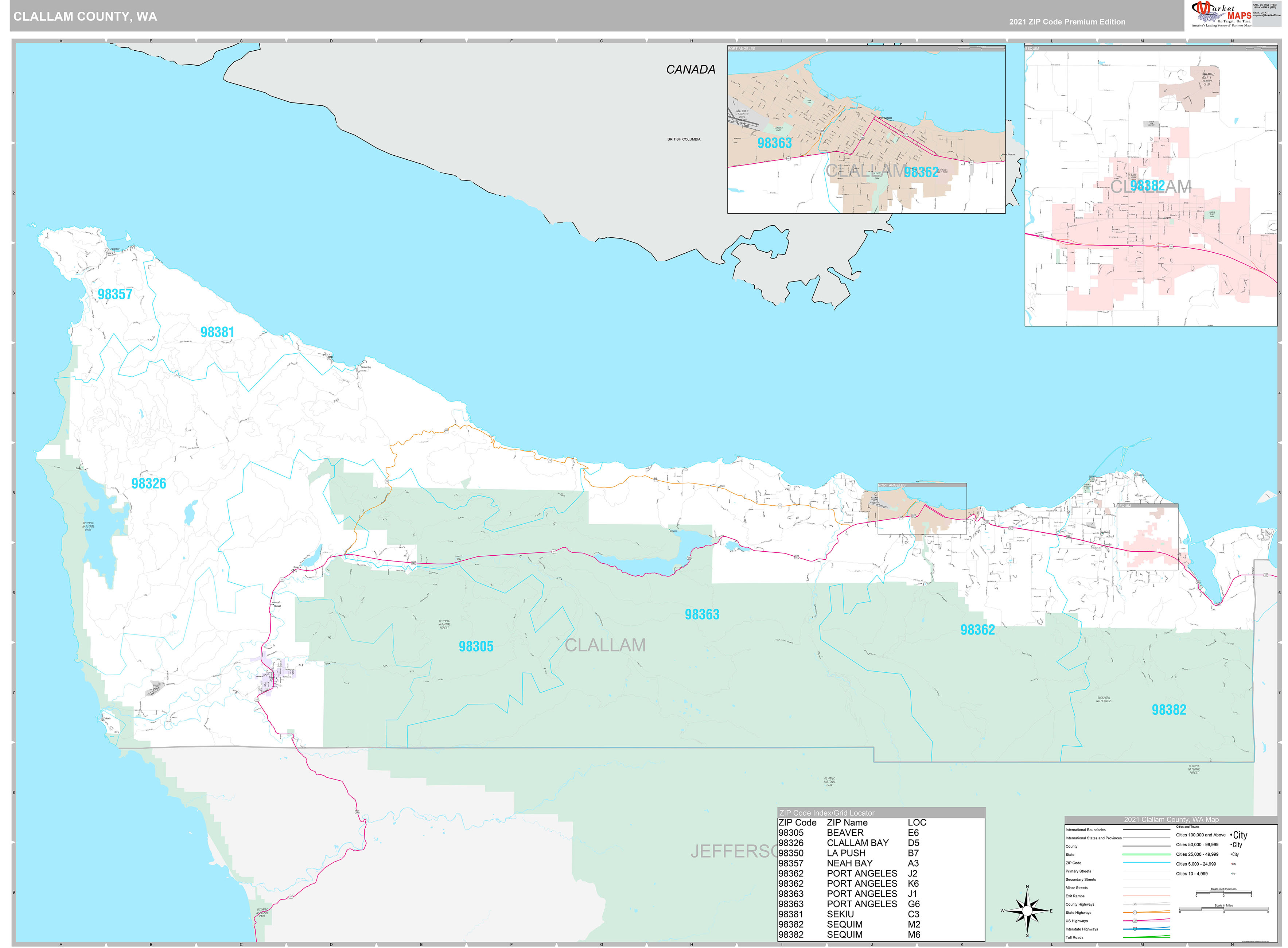 Clallam County WA Wall Map Premium Style By MarketMAPS Clallam County WA Wall Map Premium Style By MarketMAPS