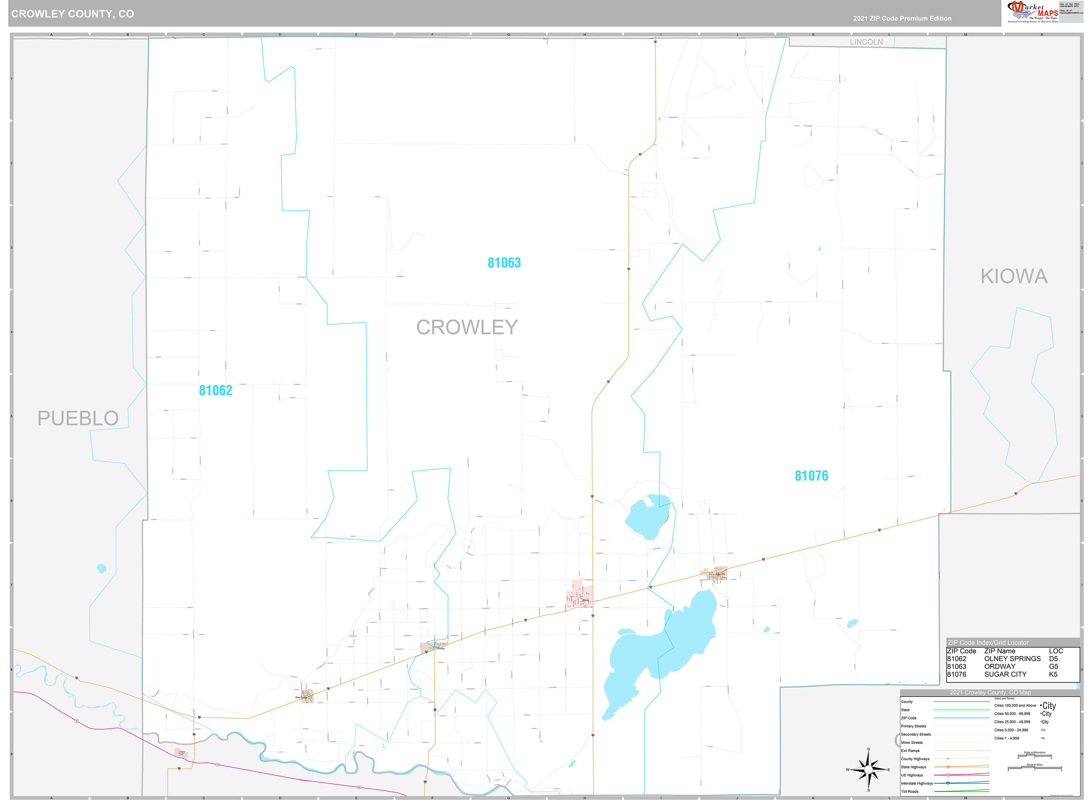 Crowley County, CO Wall Map Premium Style by MarketMAPS MapSales