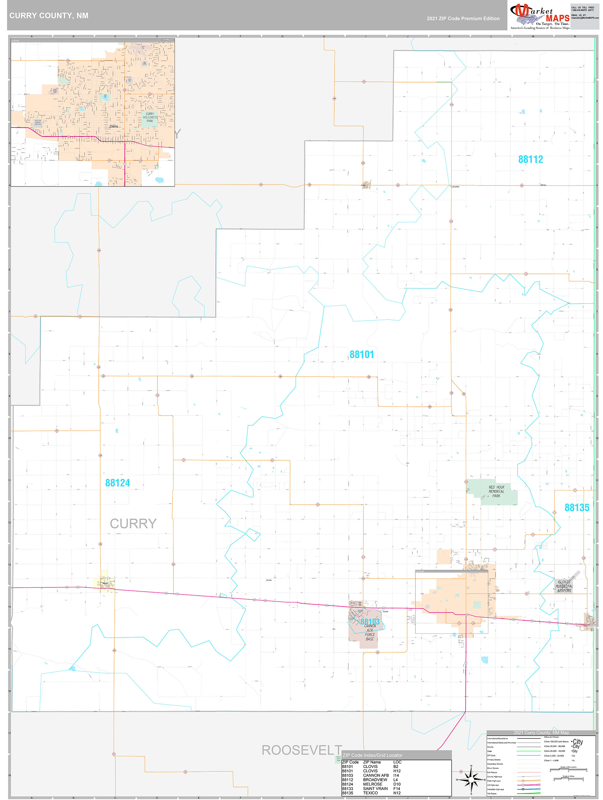 Curry County, NM Wall Map Premium Style by MarketMAPS