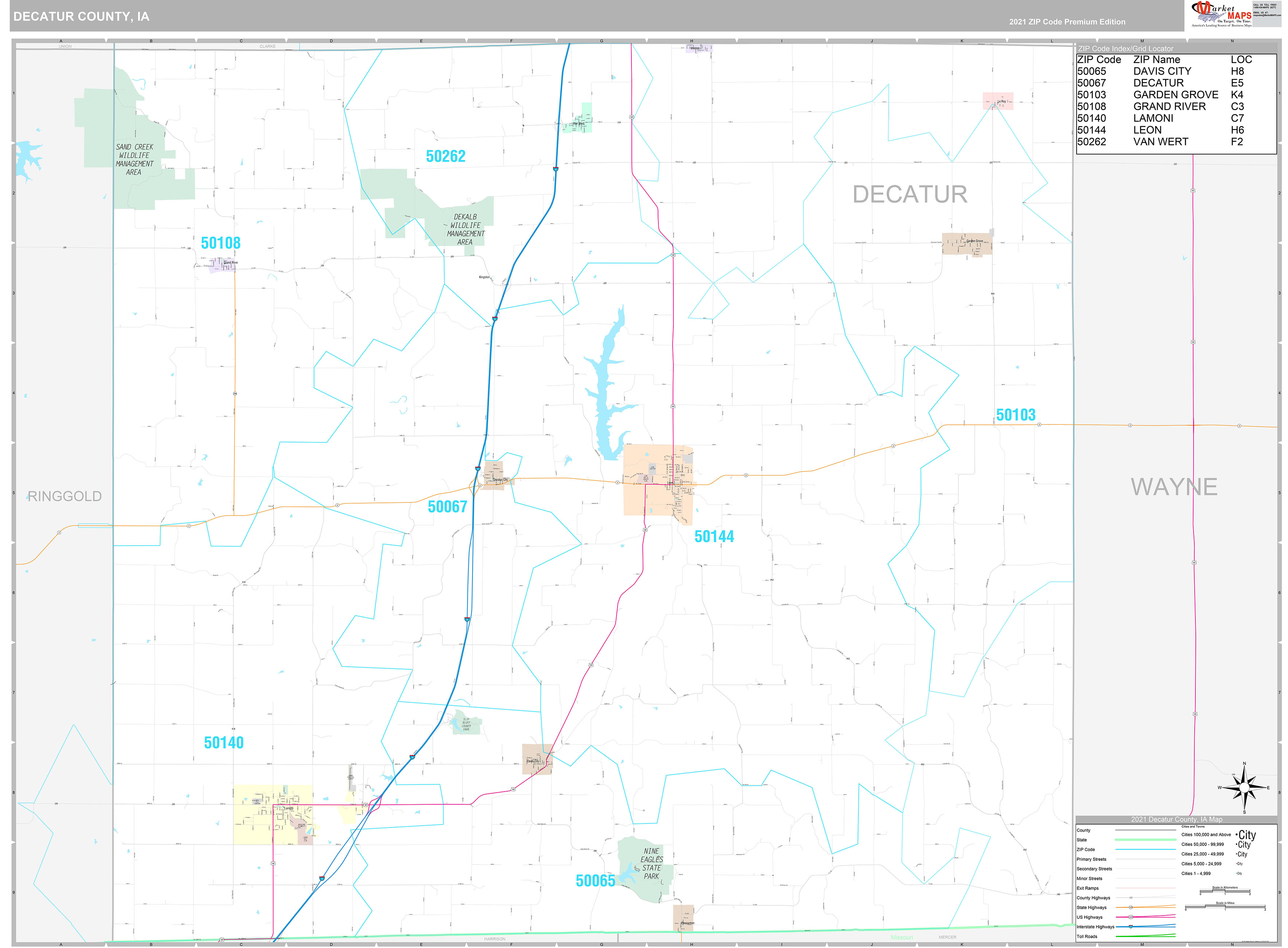 Decatur County, IA Wall Map Premium Style by MarketMAPS