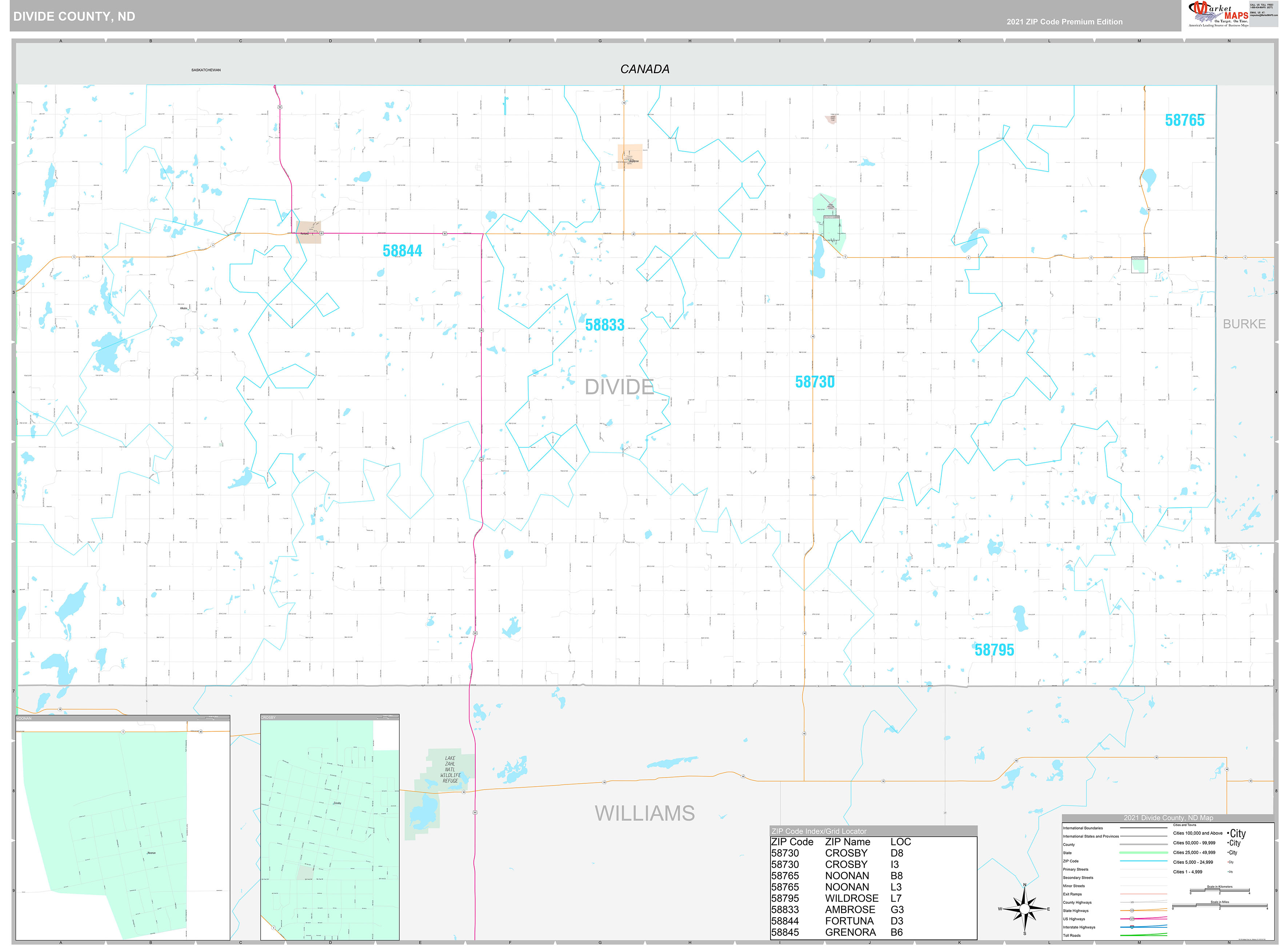 Divide County North Dakota Jail Records Divide County, ND Wall Map Premium Style by MarketMAPS