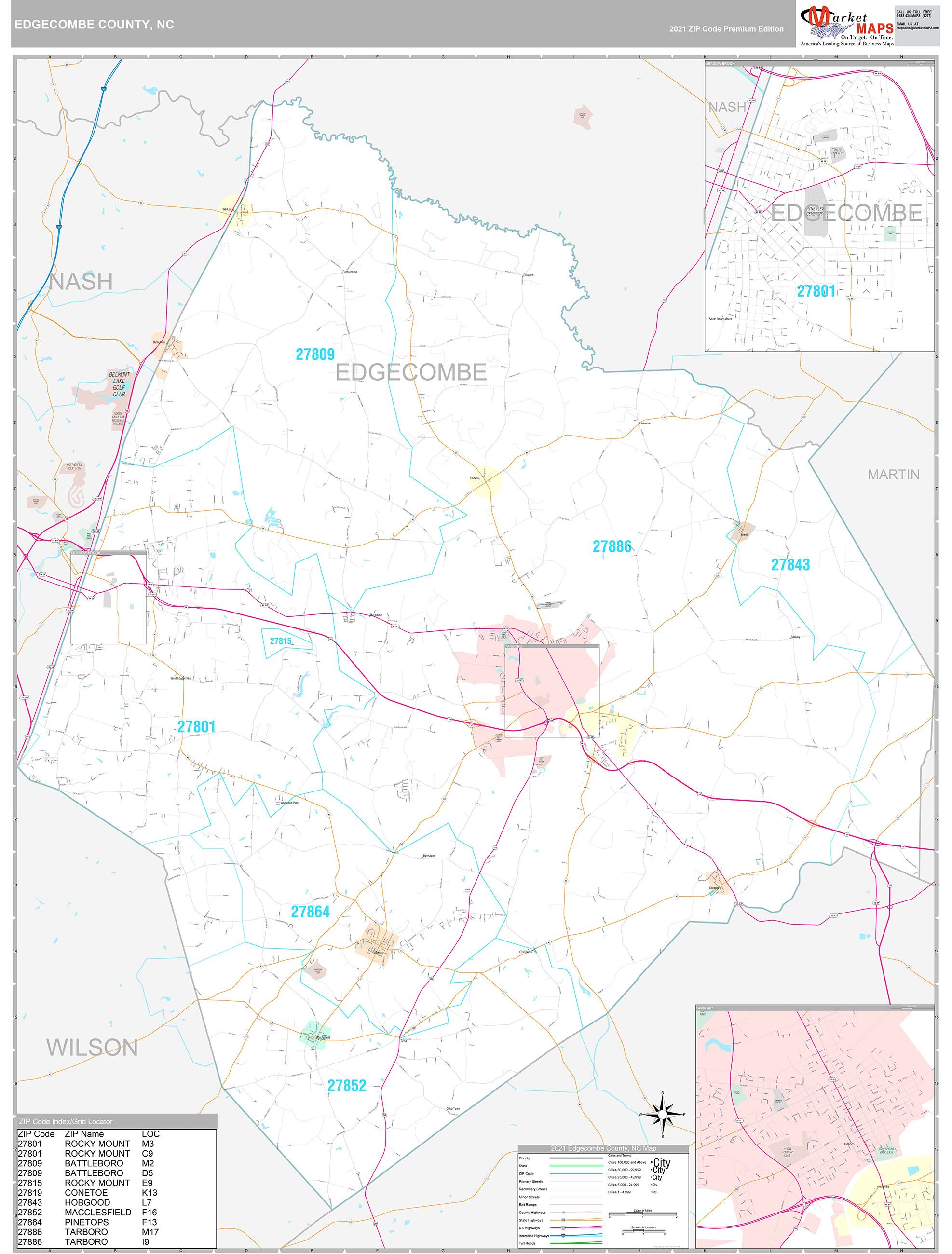 County, NC Wall Map Premium Style by MarketMAPS