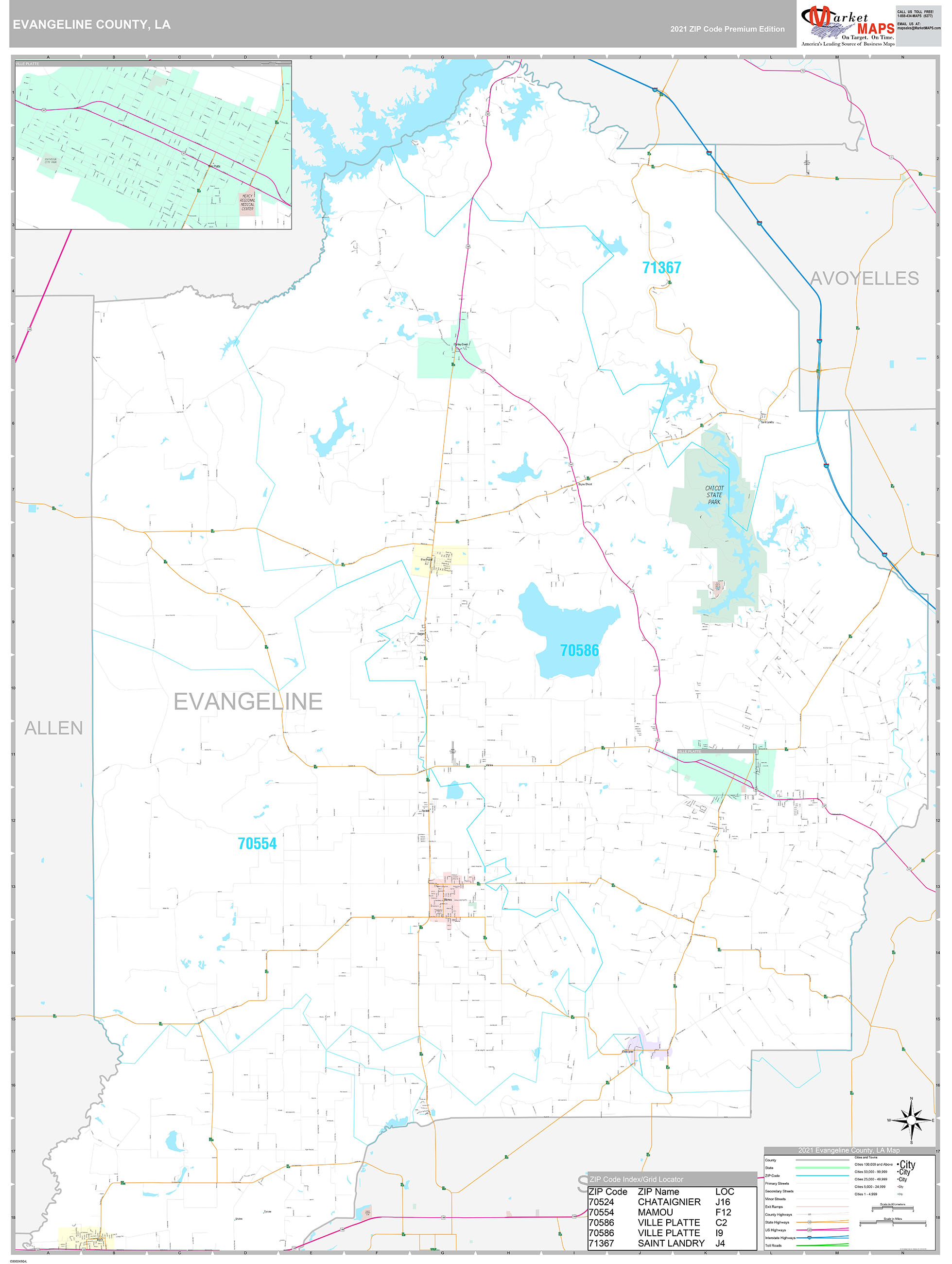 Evangeline County, LA Wall Map Premium Style by MarketMAPS MapSales