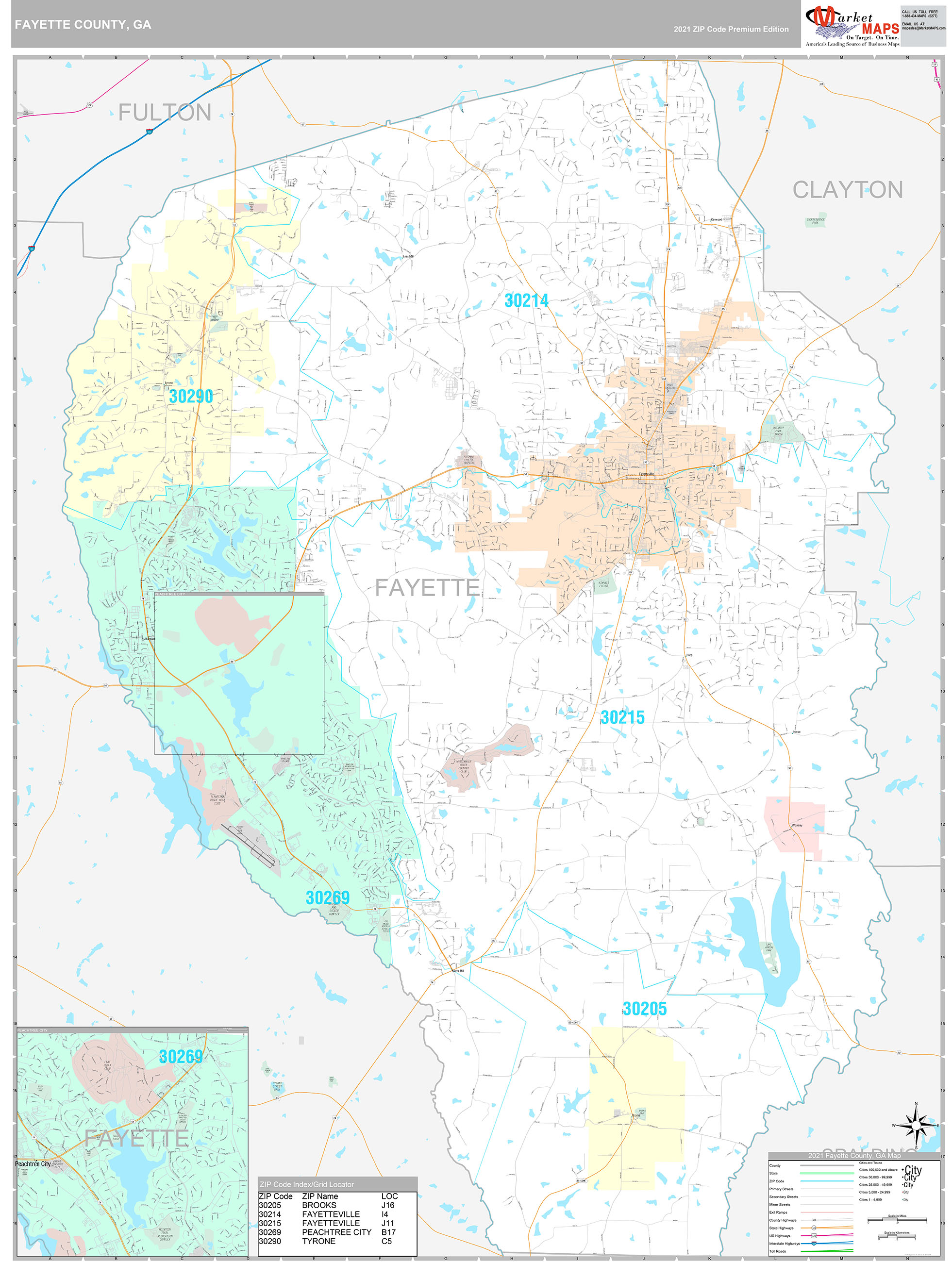 fayette-county-ga-wall-map-premium-style-by-marketmaps-mapsales