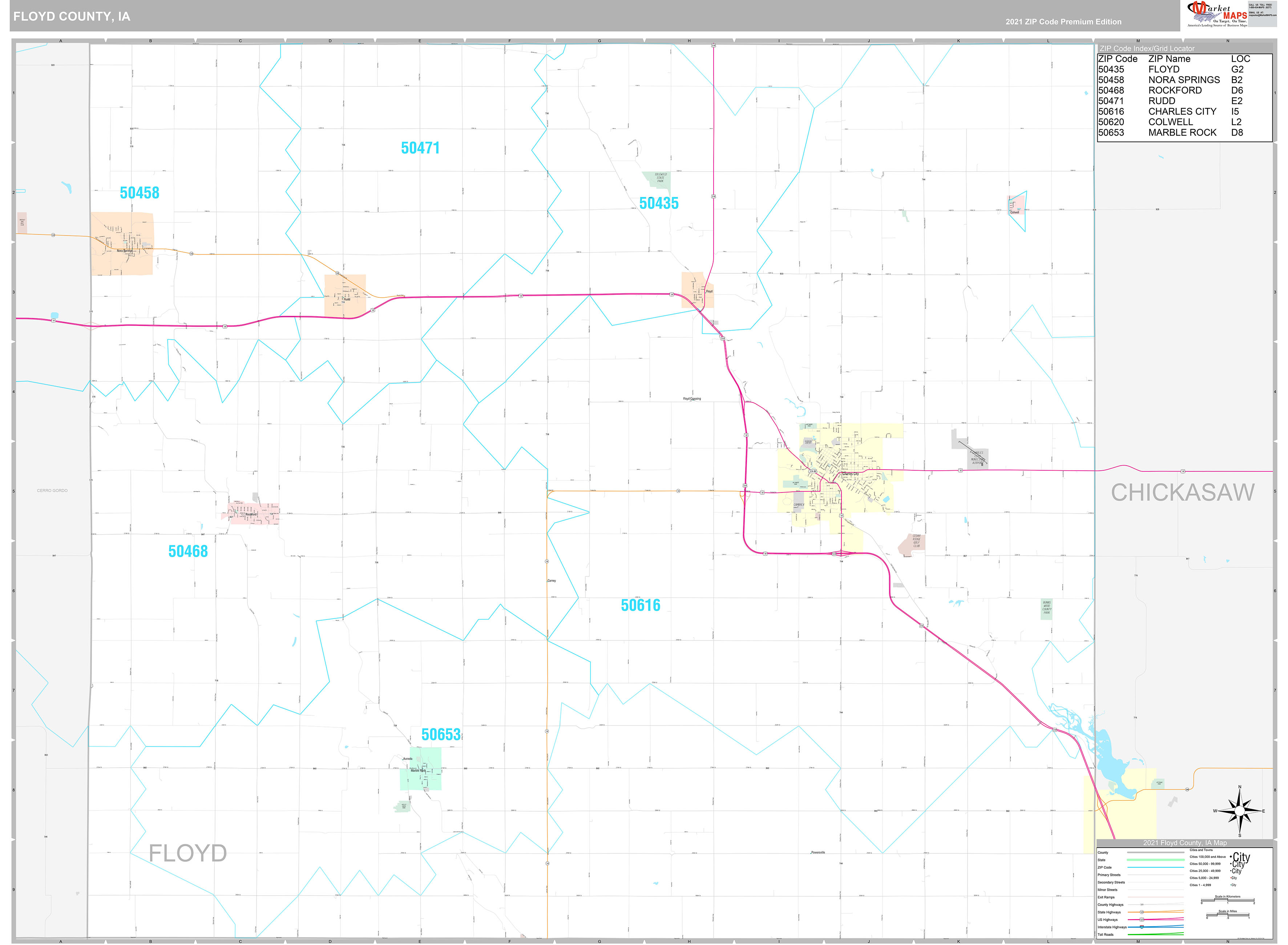 Floyd County, IA Wall Map Premium Style by MarketMAPS