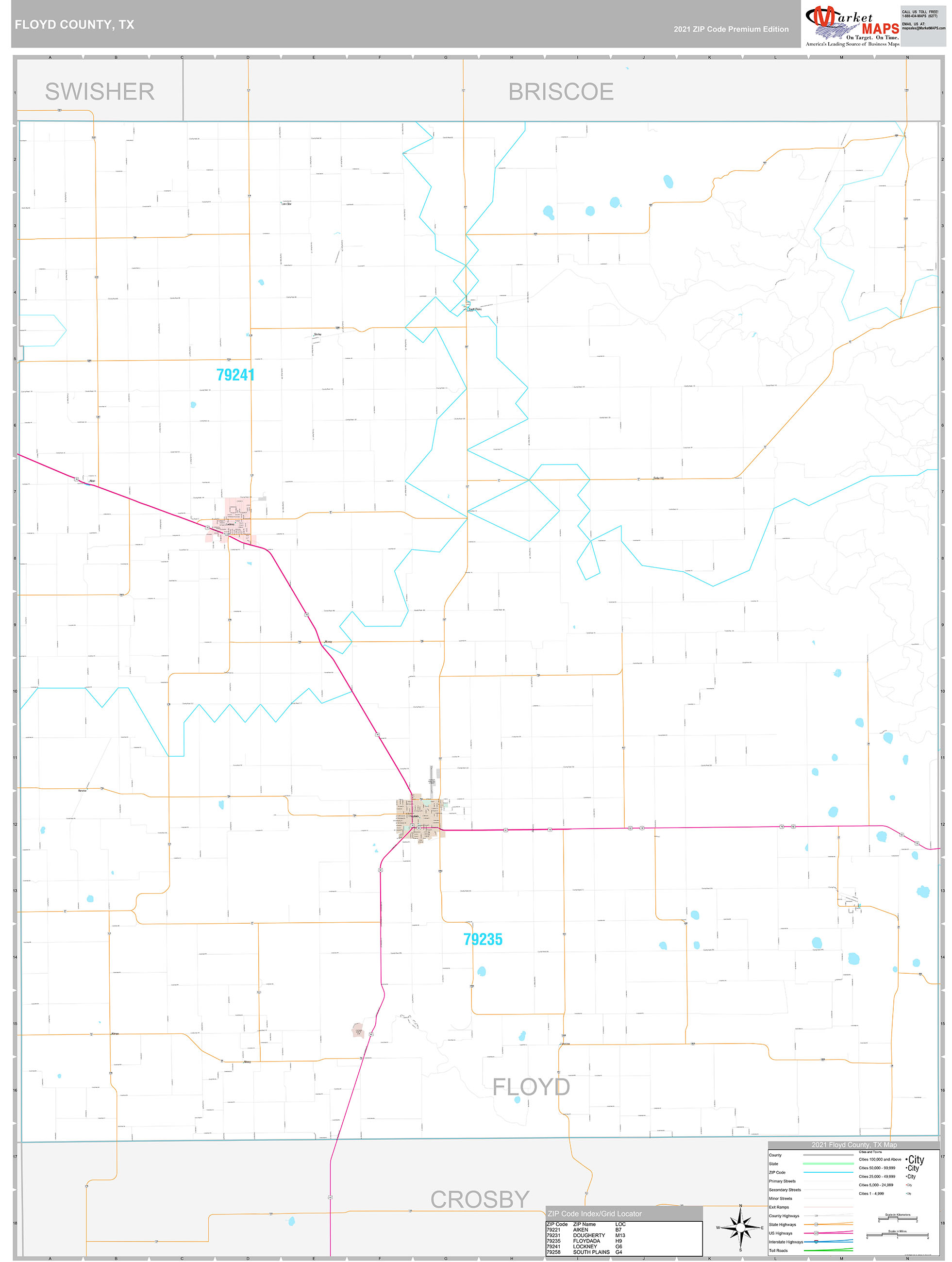 Floyd County, TX Wall Map Premium Style by MarketMAPS MapSales
