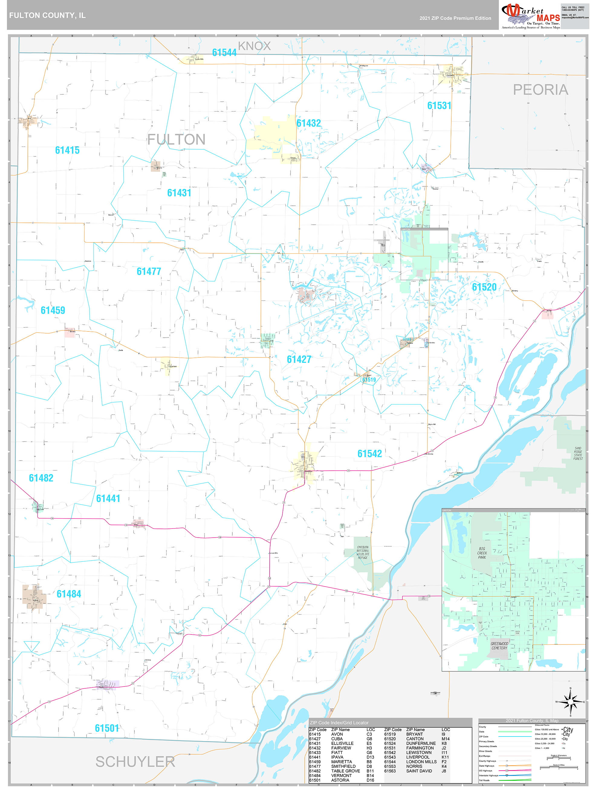 Fulton County, IL Wall Map Premium Style by MarketMAPS