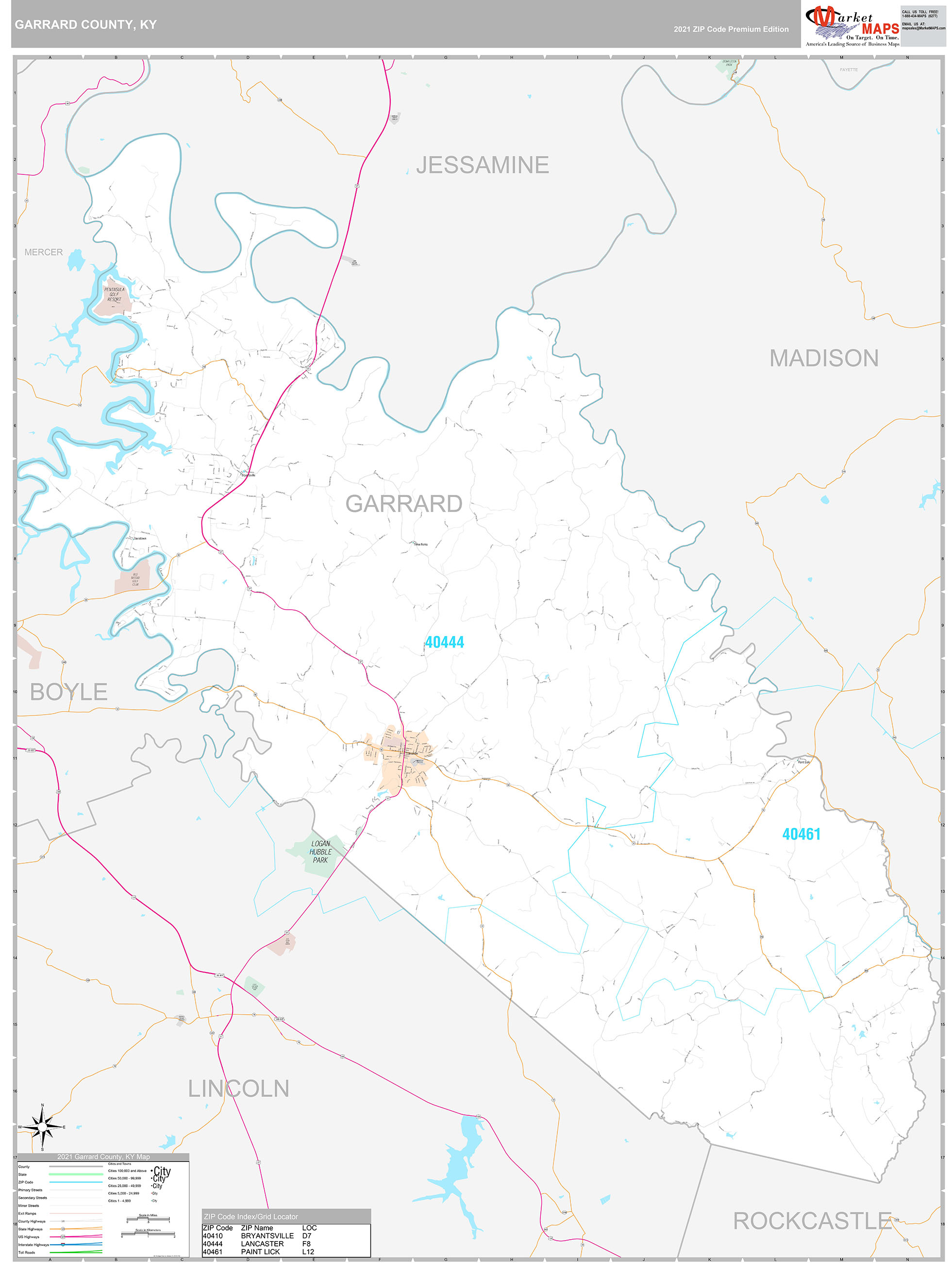 Garrard County, KY Wall Map Premium Style by MarketMAPS MapSales