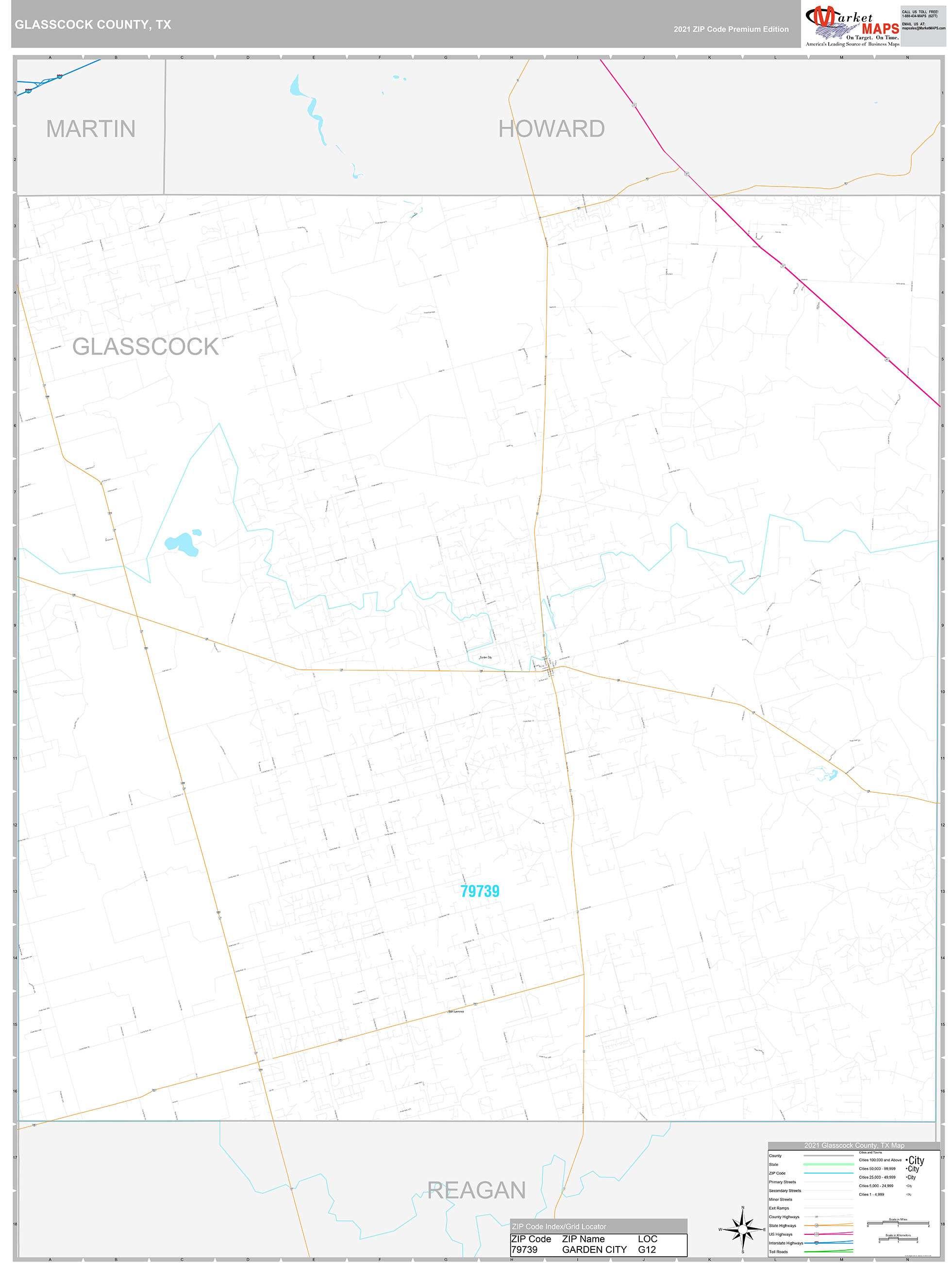 Glasscock County, TX Wall Map Premium Style by MarketMAPS MapSales