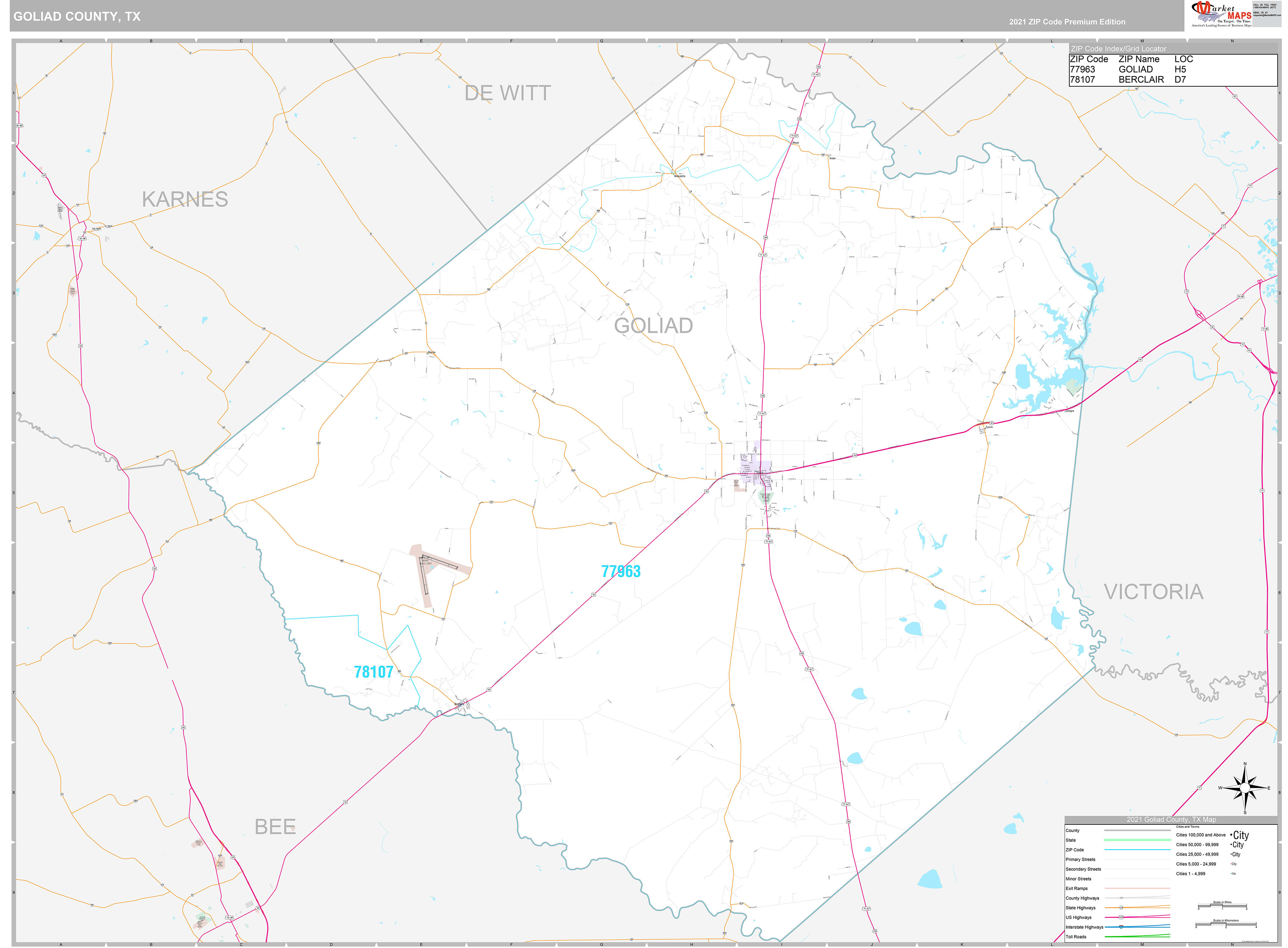 Goliad County, TX Wall Map Premium Style by MarketMAPS MapSales