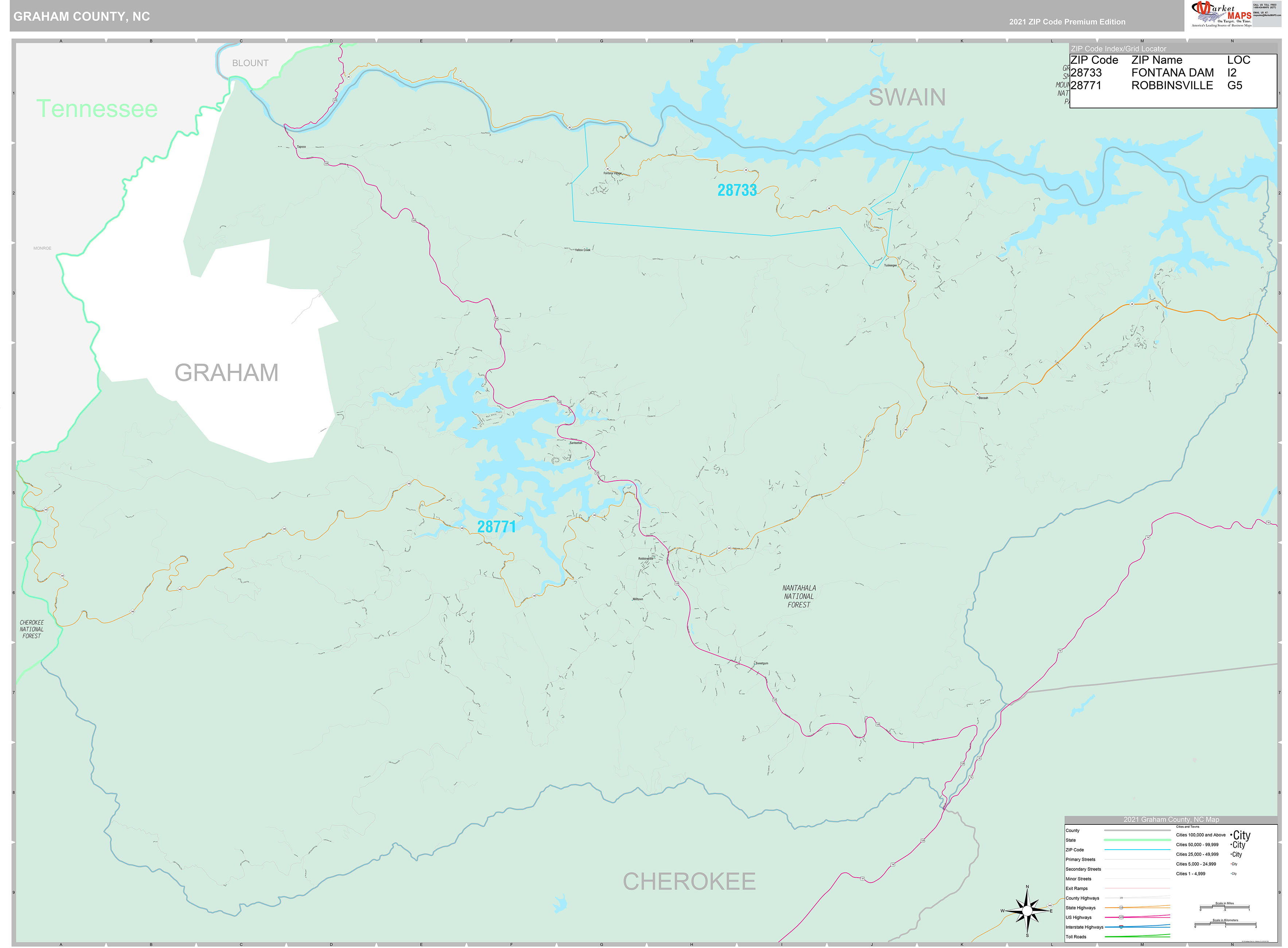 Graham County, NC Wall Map Premium Style by MarketMAPS