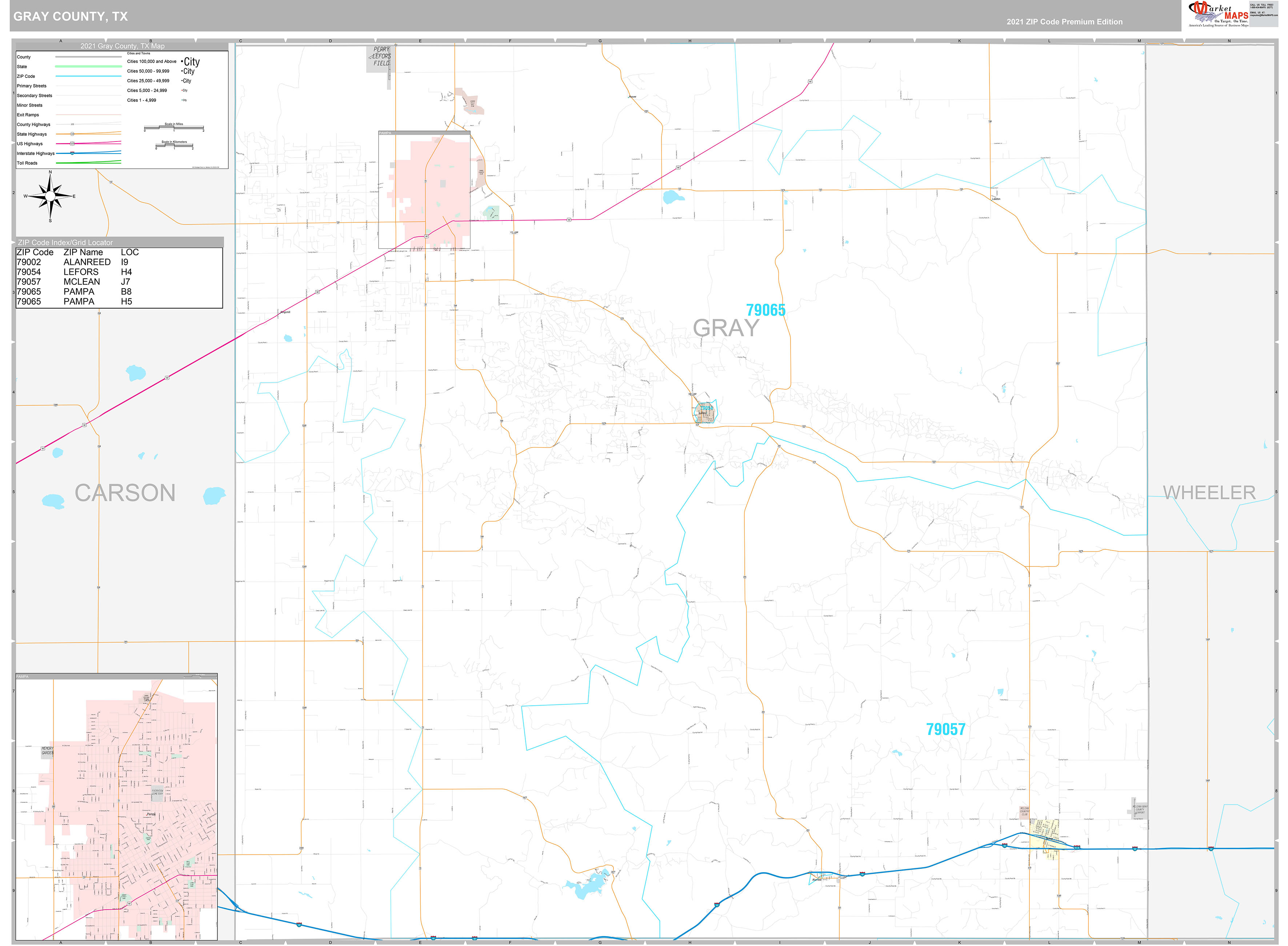 Gray County, TX Wall Map Premium Style by MarketMAPS MapSales