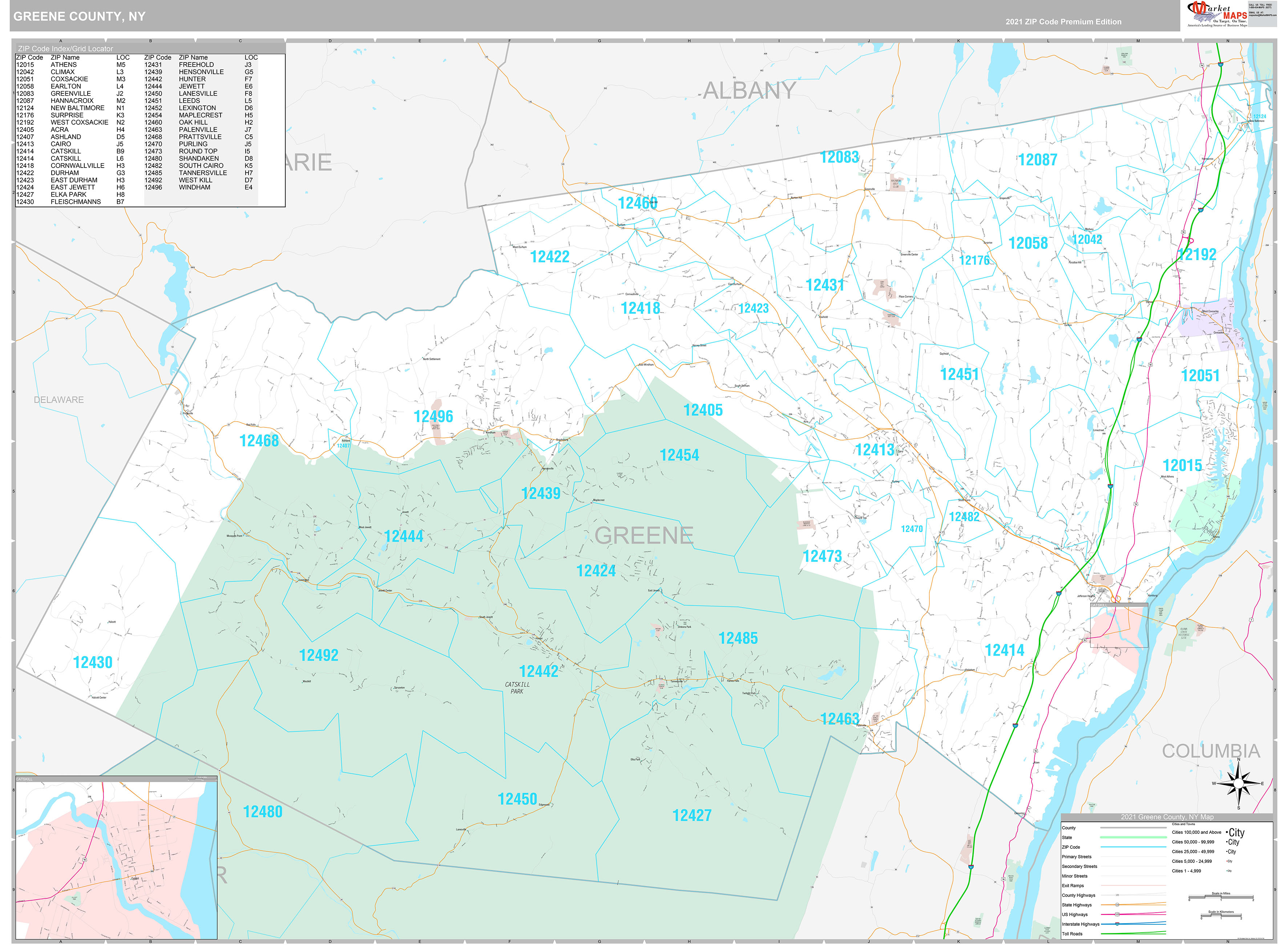Greene County, NY Wall Map Premium Style by MarketMAPS - MapSales