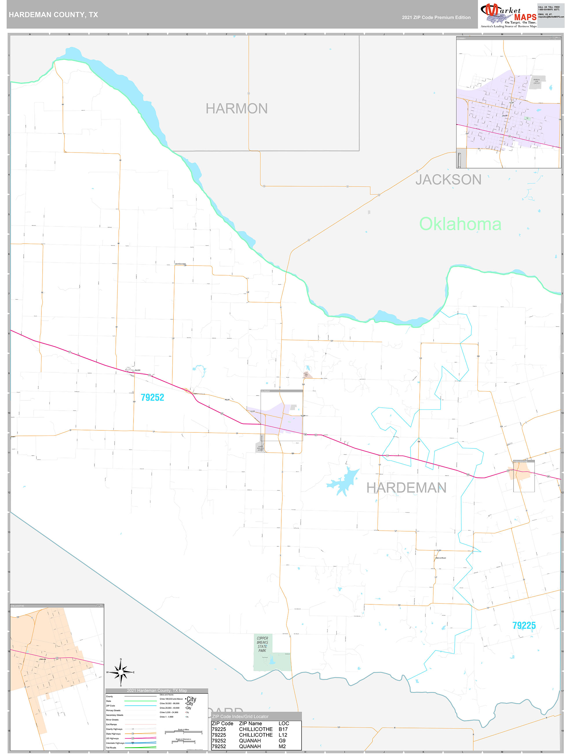 Hardeman County, TX Wall Map Premium Style by MarketMAPS MapSales