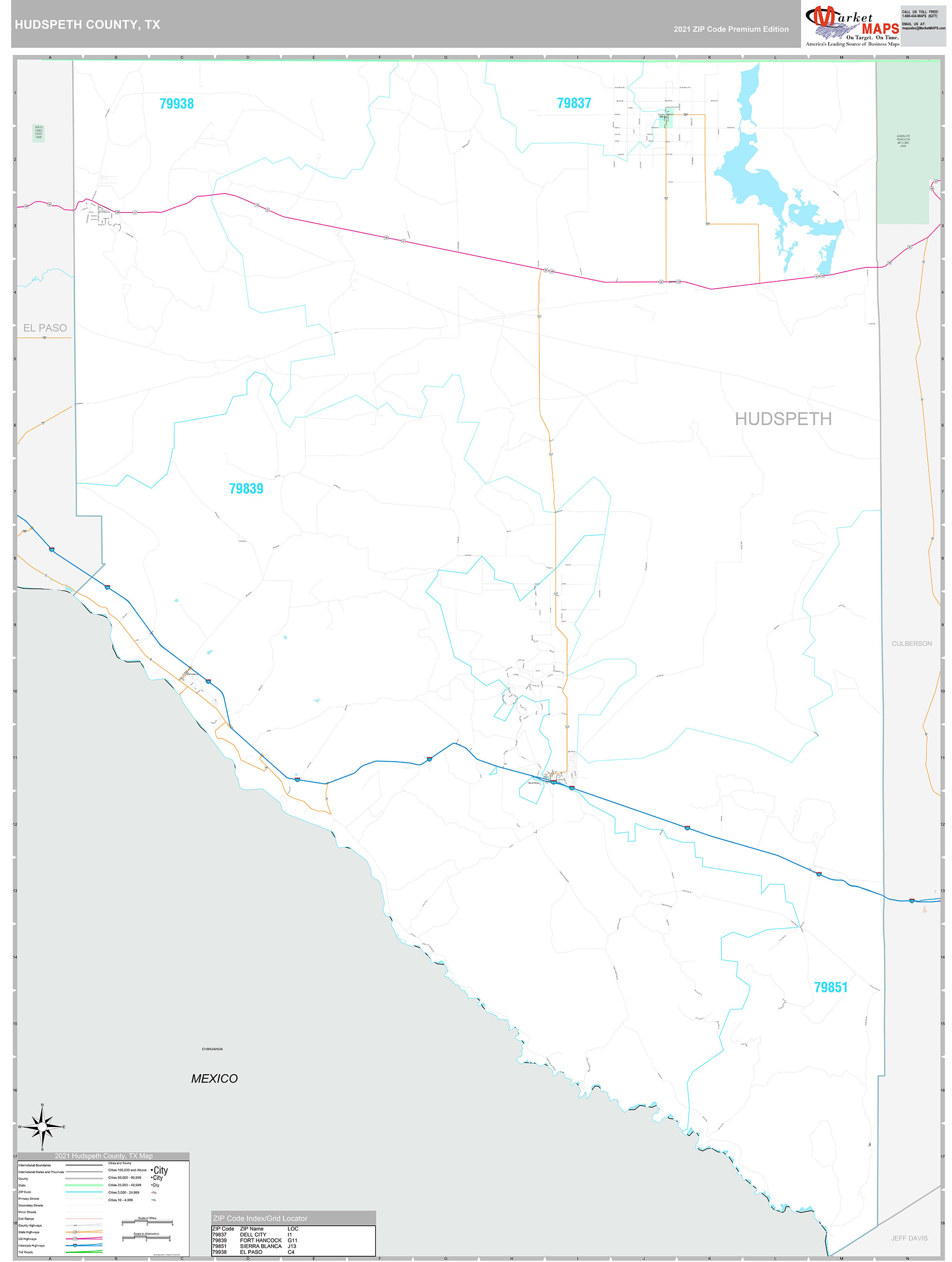 Hudspeth County, TX Wall Map Premium Style by MarketMAPS - MapSales