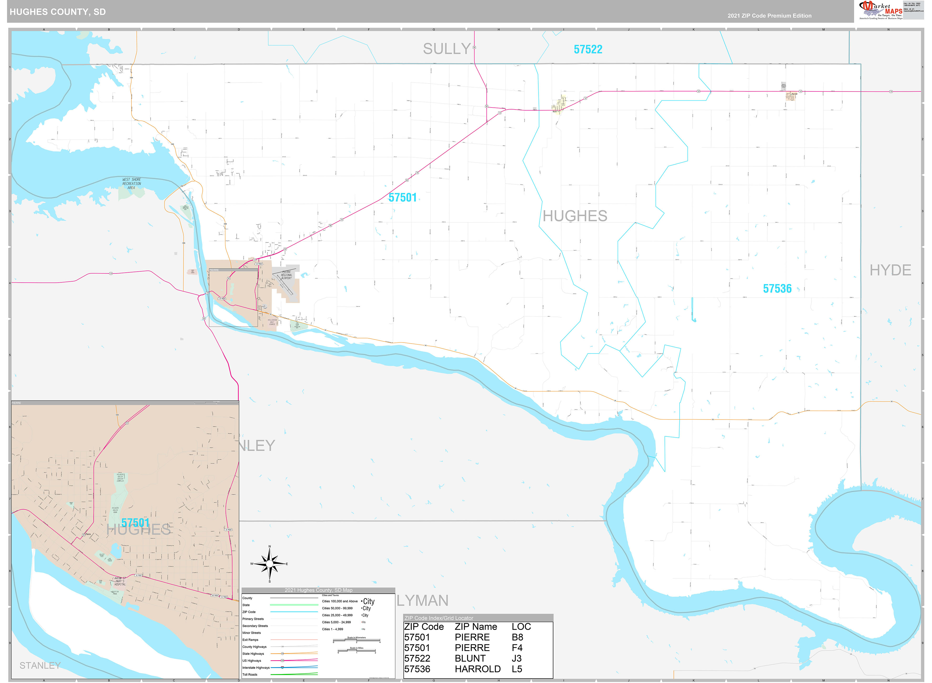 Hughes County Sd Wall Map Premium Style By Marketmaps vrogue.co