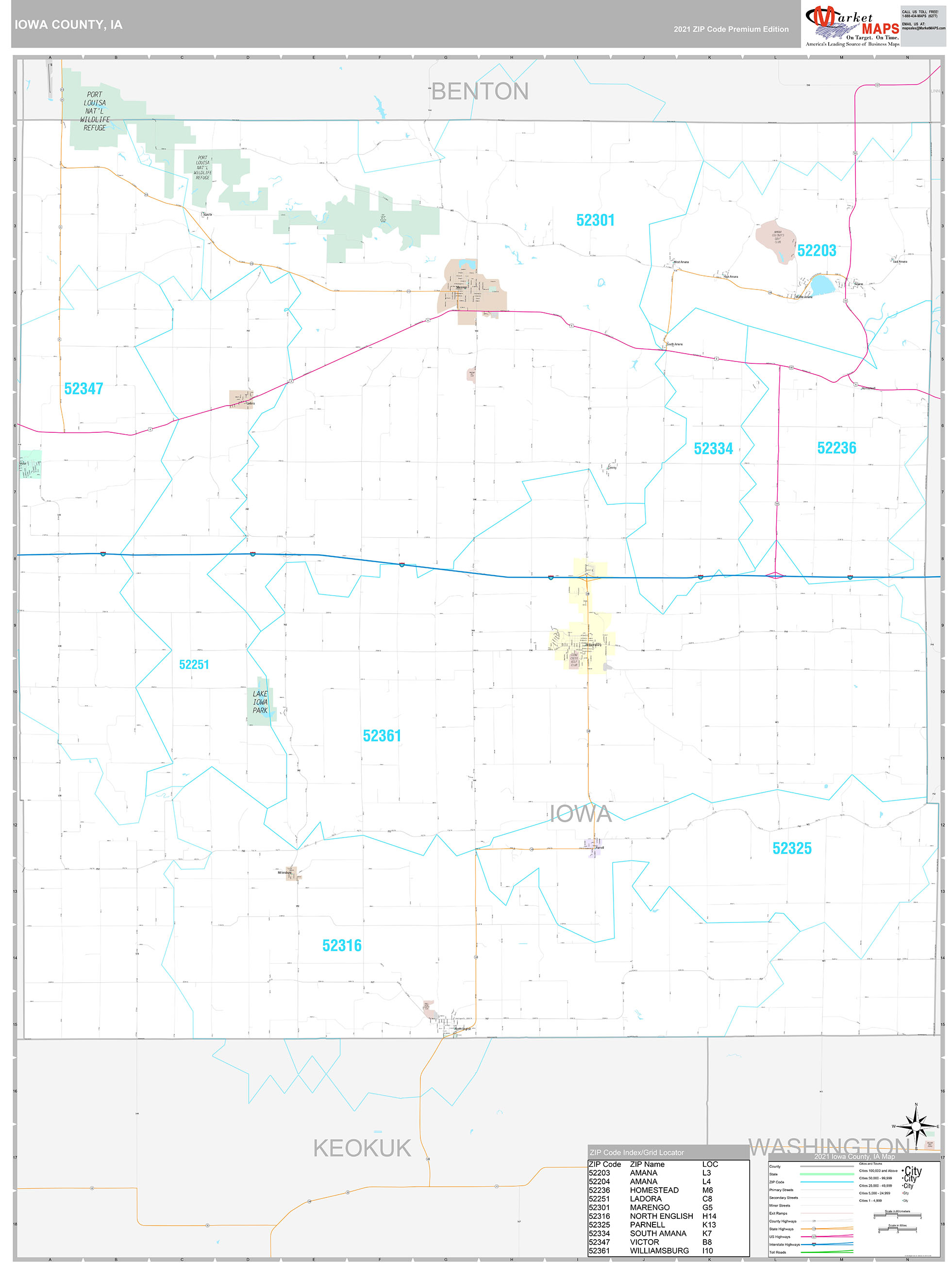 Iowa County, IA Wall Map Premium Style by MarketMAPS MapSales