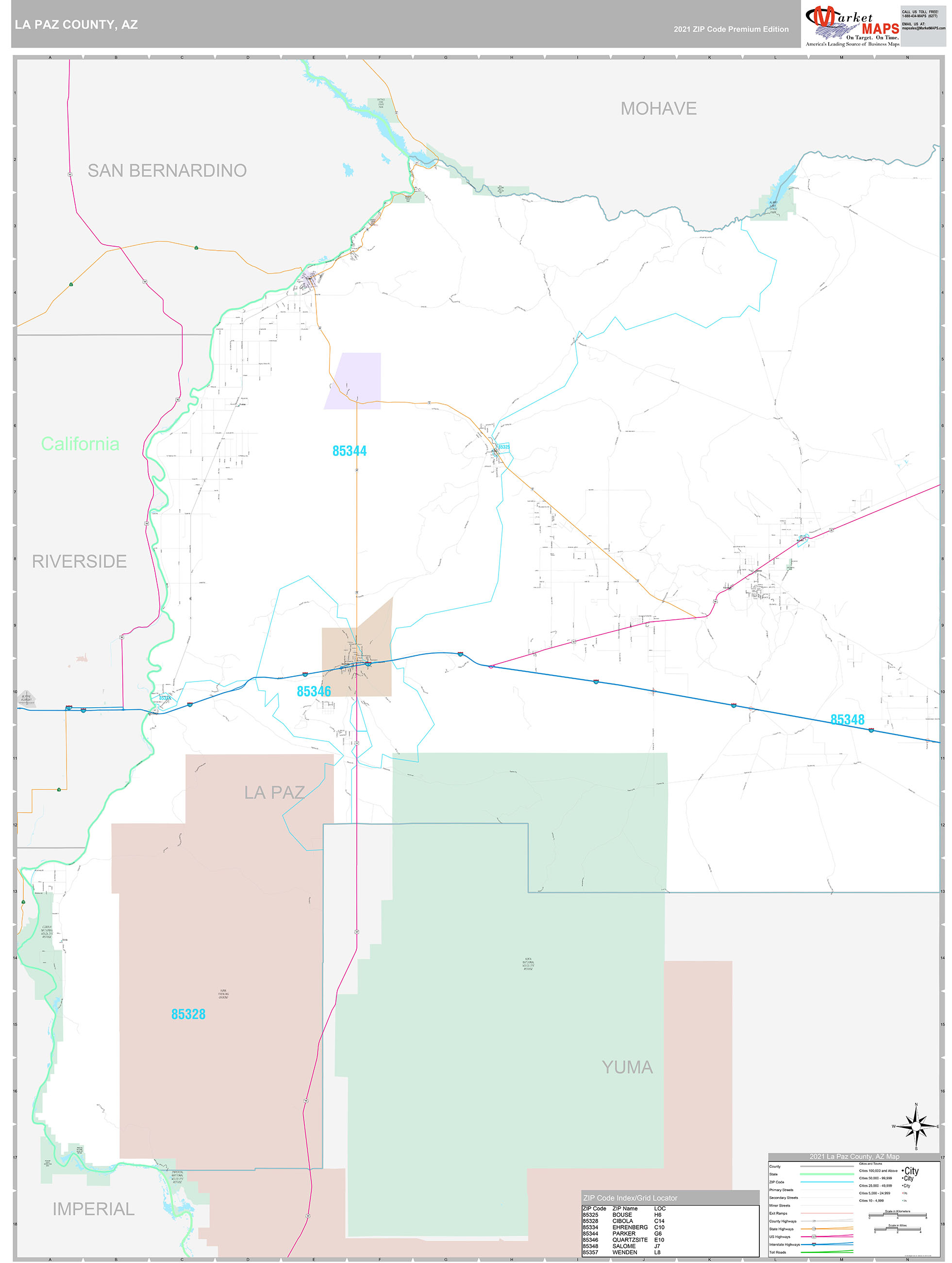 La Paz County Az Wall Map Basic Style By Marketmaps Images and Photos