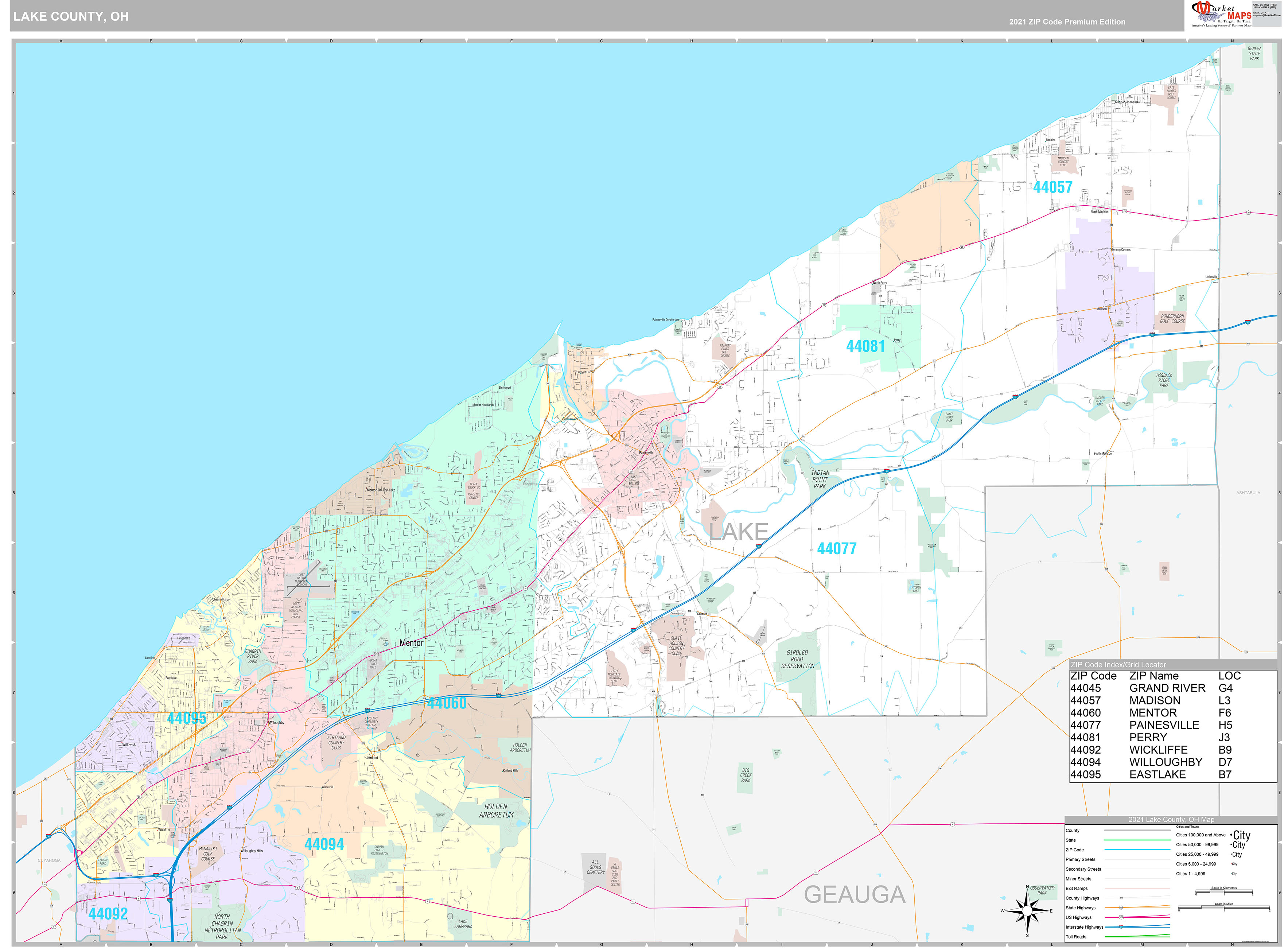 Lake County, OH Wall Map Premium Style by MarketMAPS