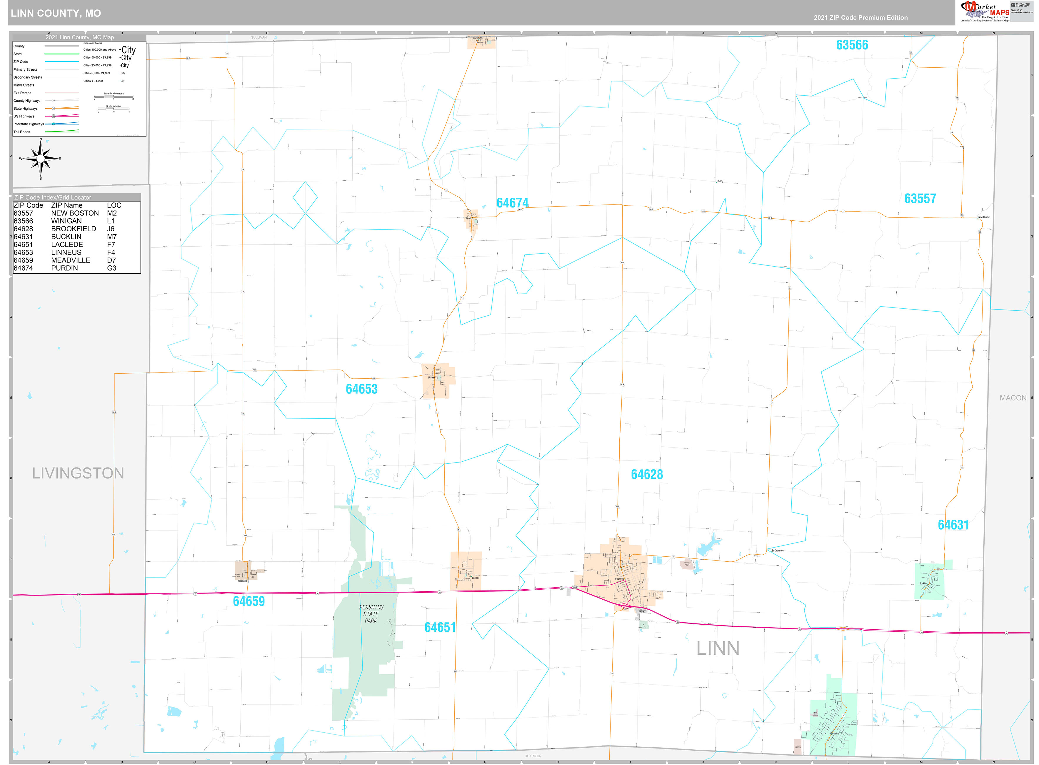 Linn County Mo Wall Map Premium Style By Marketmaps Mapsales