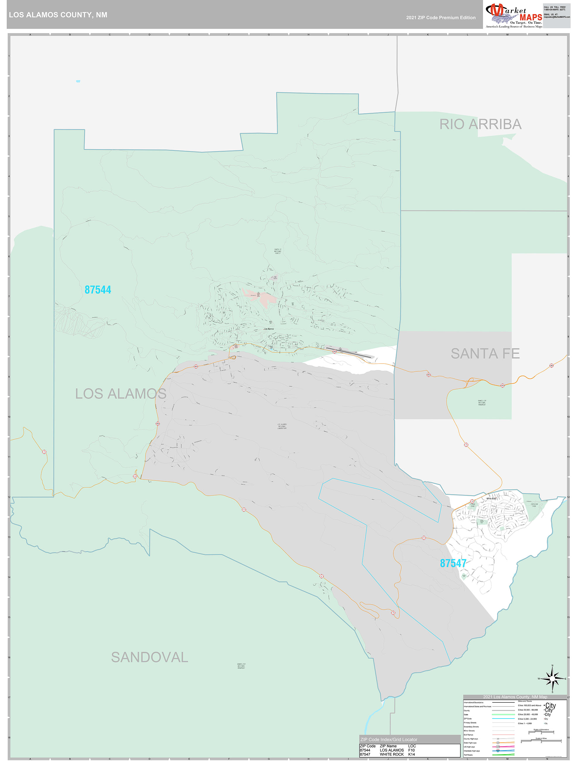 Los Alamos County, NM Wall Map Premium Style by MarketMAPS