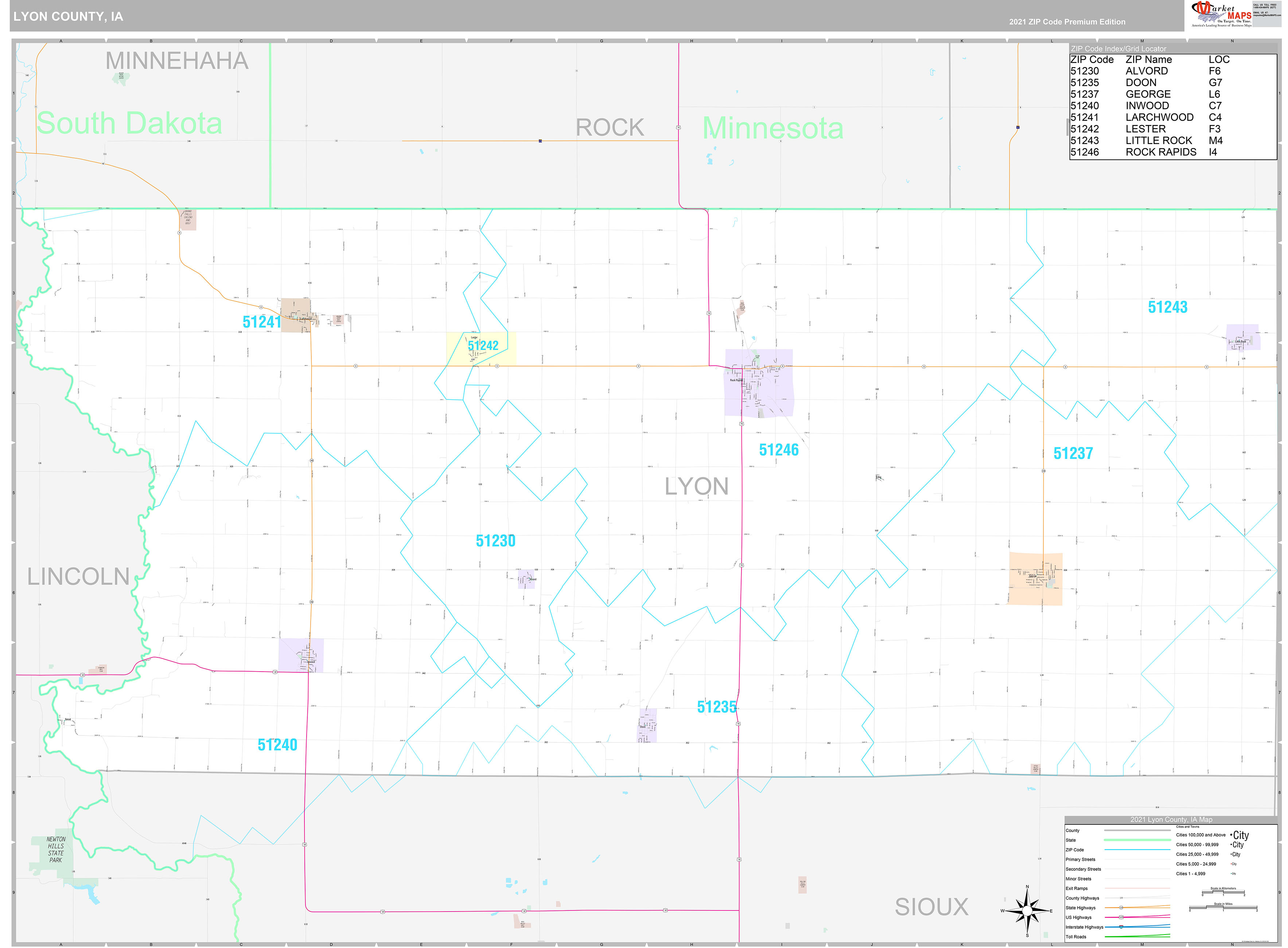 Lyon County, IA Wall Map Premium Style by MarketMAPS