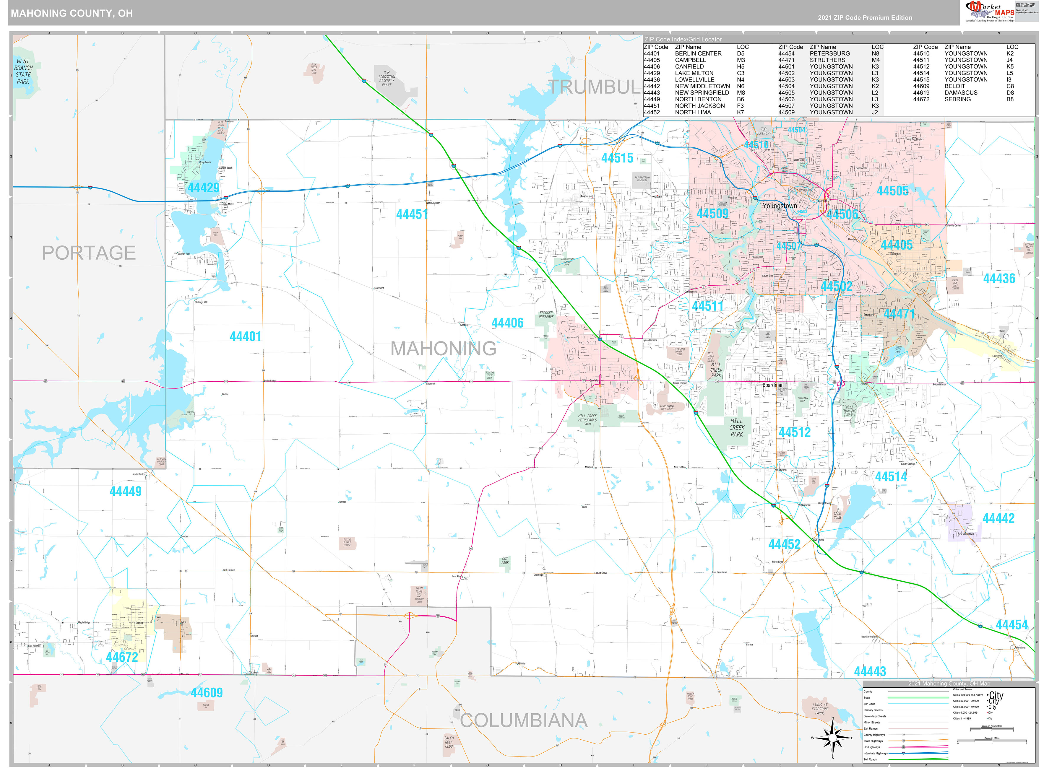 Mahoning County Map With Roads