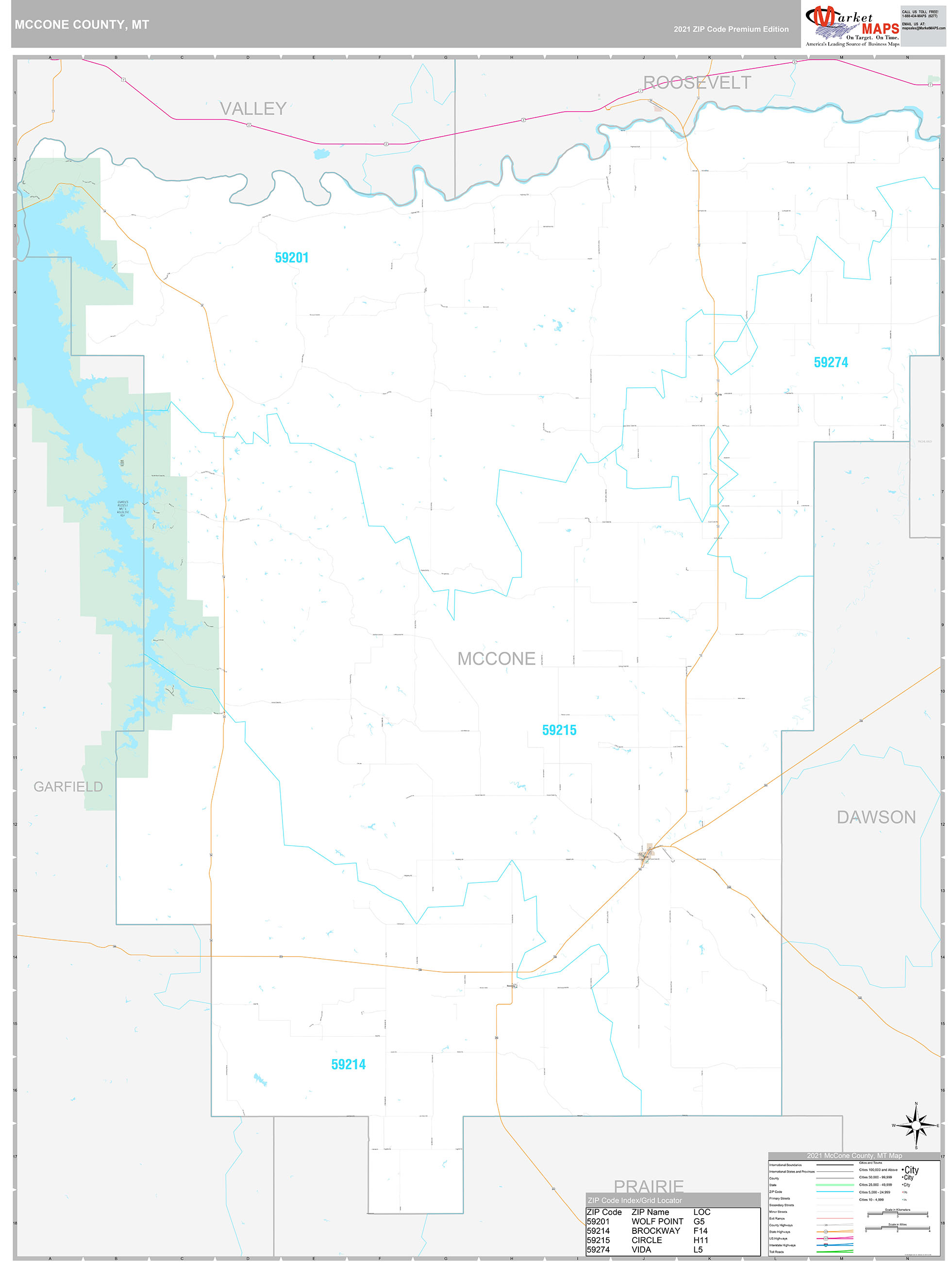 McCone County, MT Wall Map Premium Style by MarketMAPS