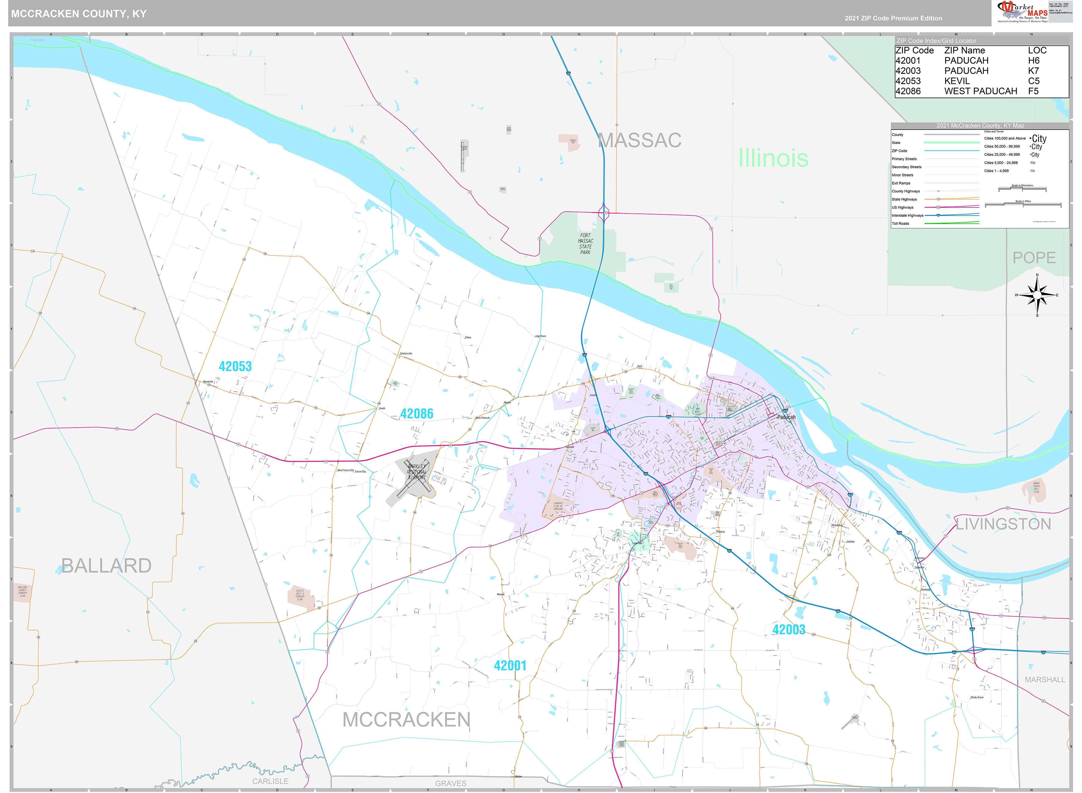 McCracken County, KY Wall Map Premium Style by MarketMAPS MapSales