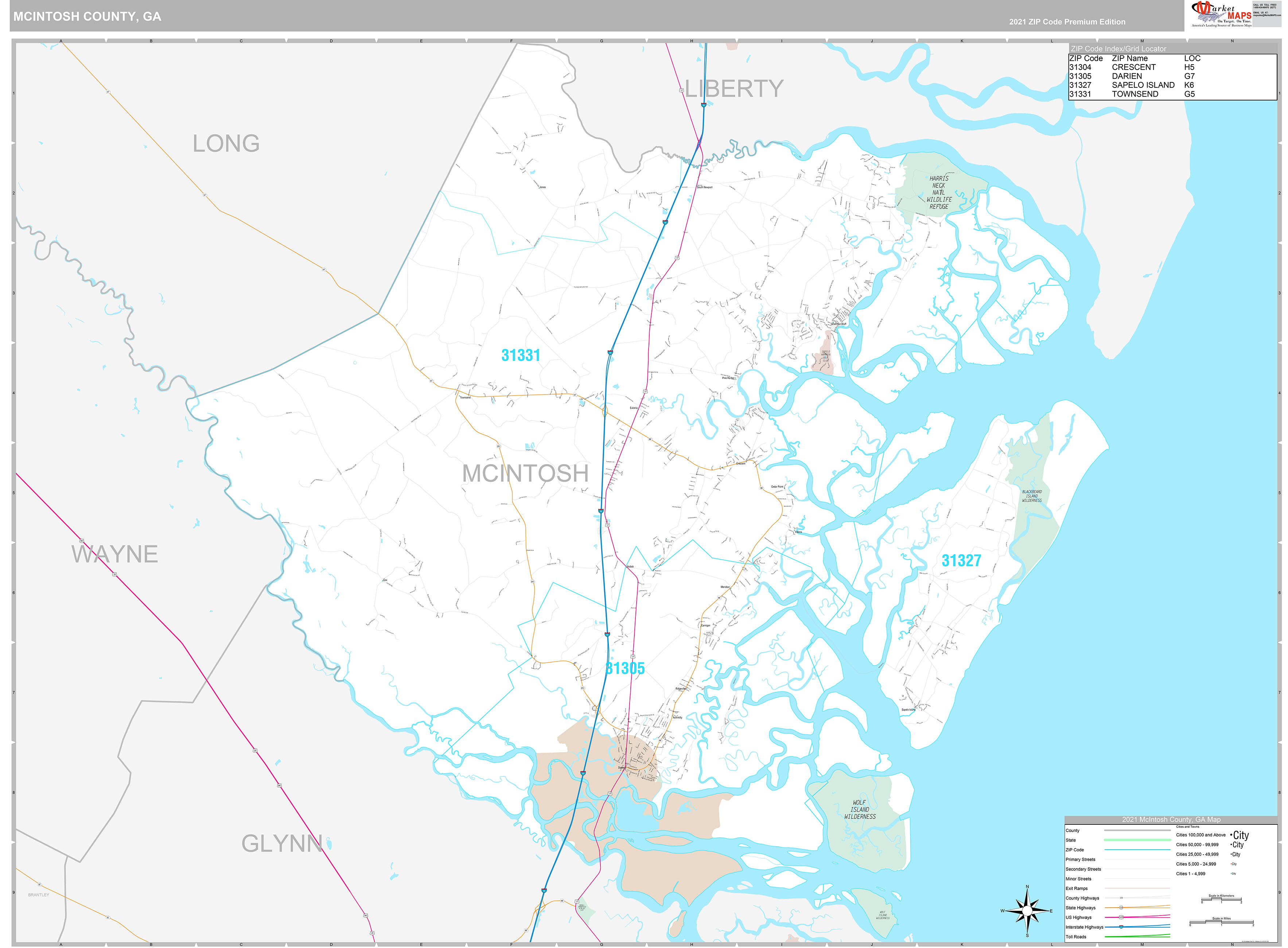 McIntosh County, GA Wall Map Premium Style by MarketMAPS - MapSales