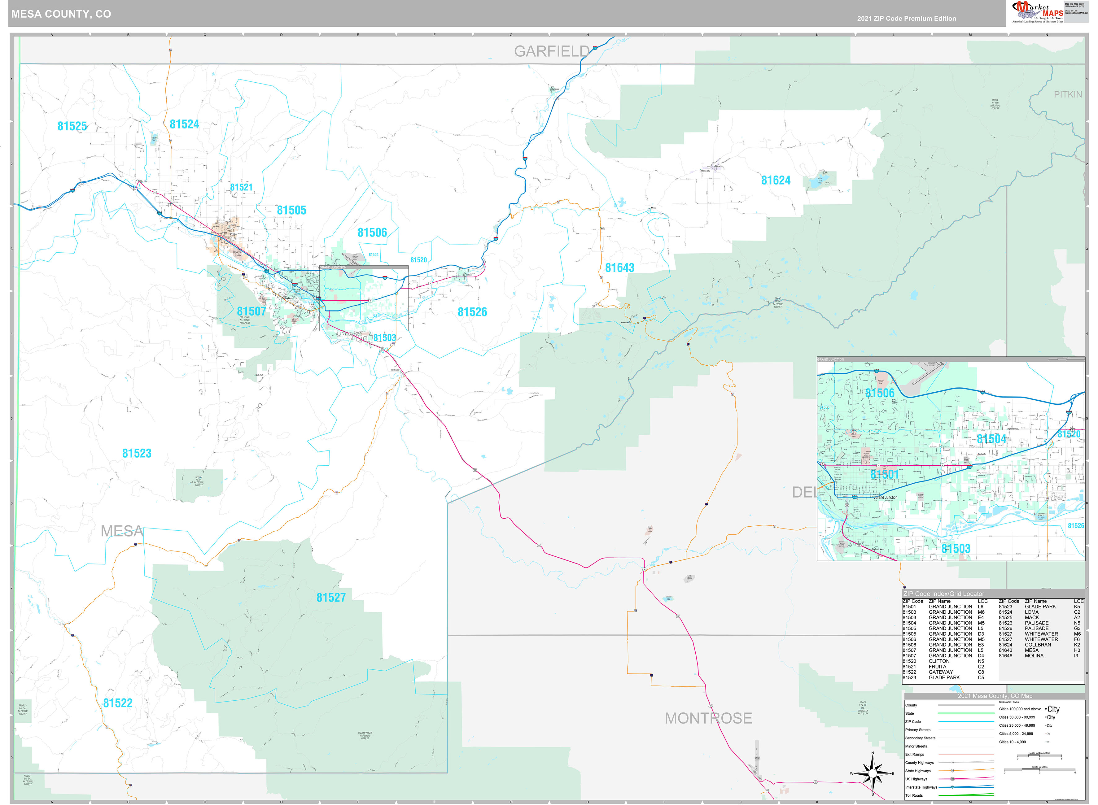 Mesa County, CO Wall Map Premium Style by MarketMAPS MapSales
