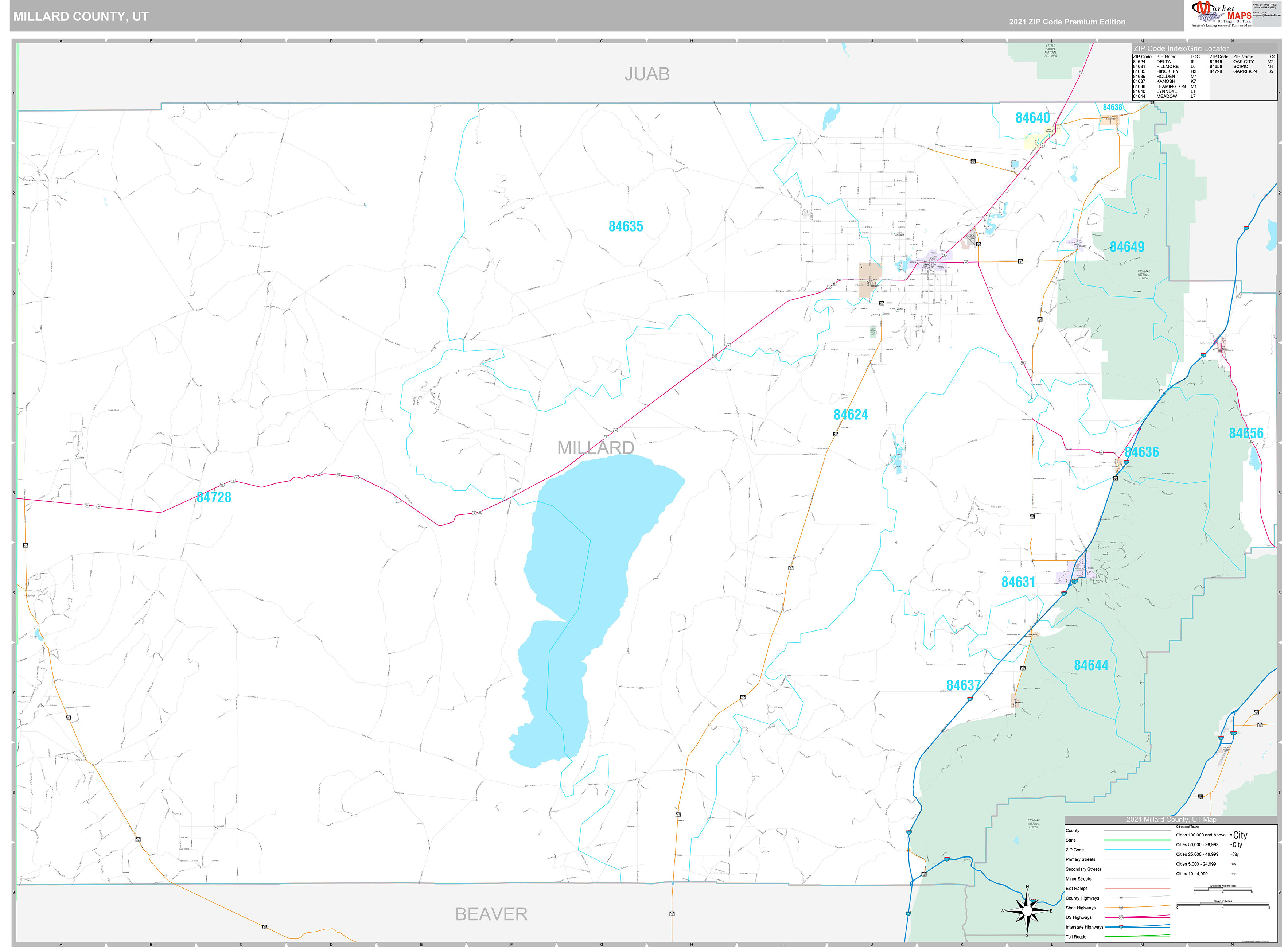 Millard County, UT Wall Map Premium Style by MarketMAPS