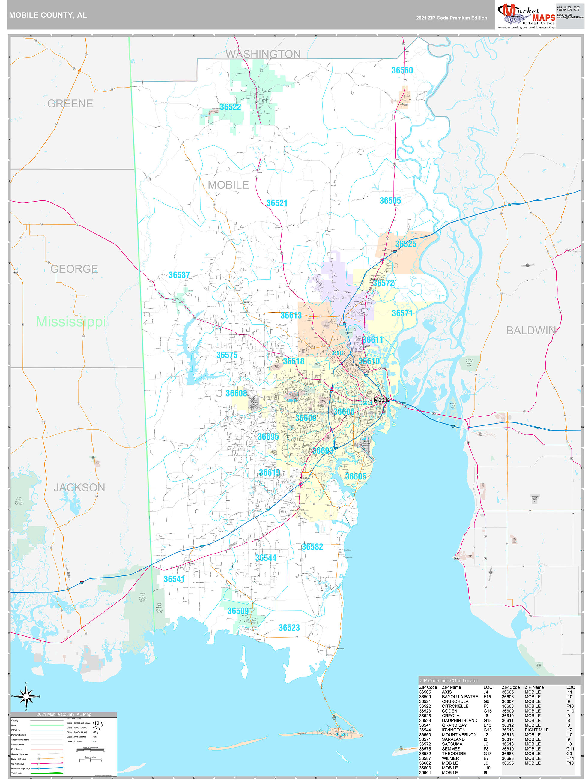 Mobile County Zip Code Map