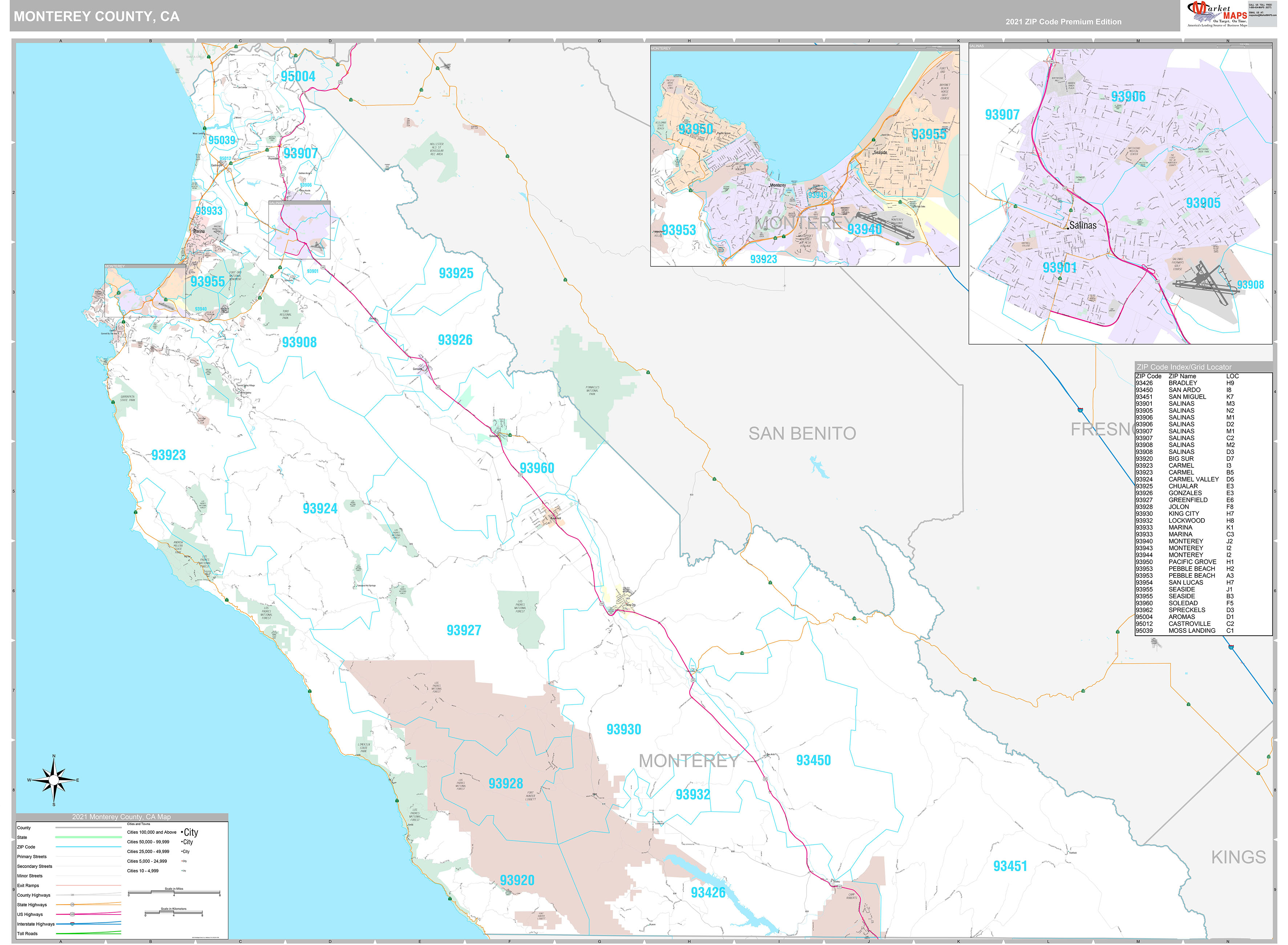 Monterey County Map With Cities