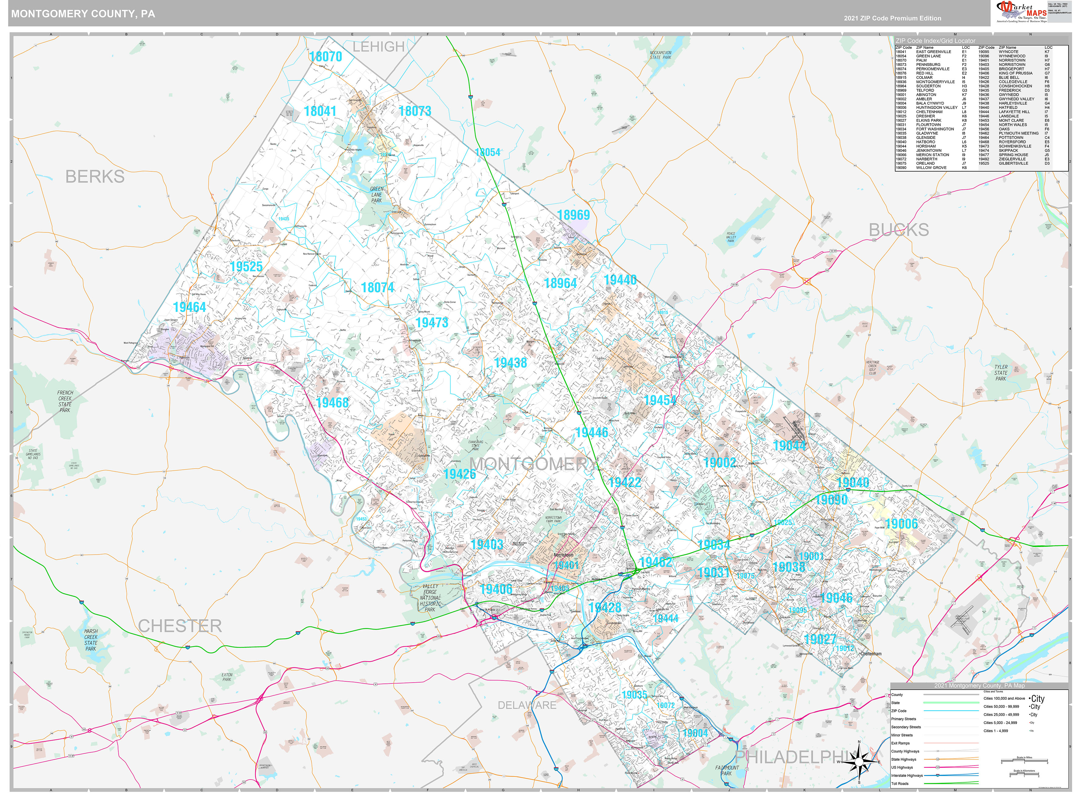 Montgomery County Pa Wall Map Premium Style By Marketmaps Mapsales