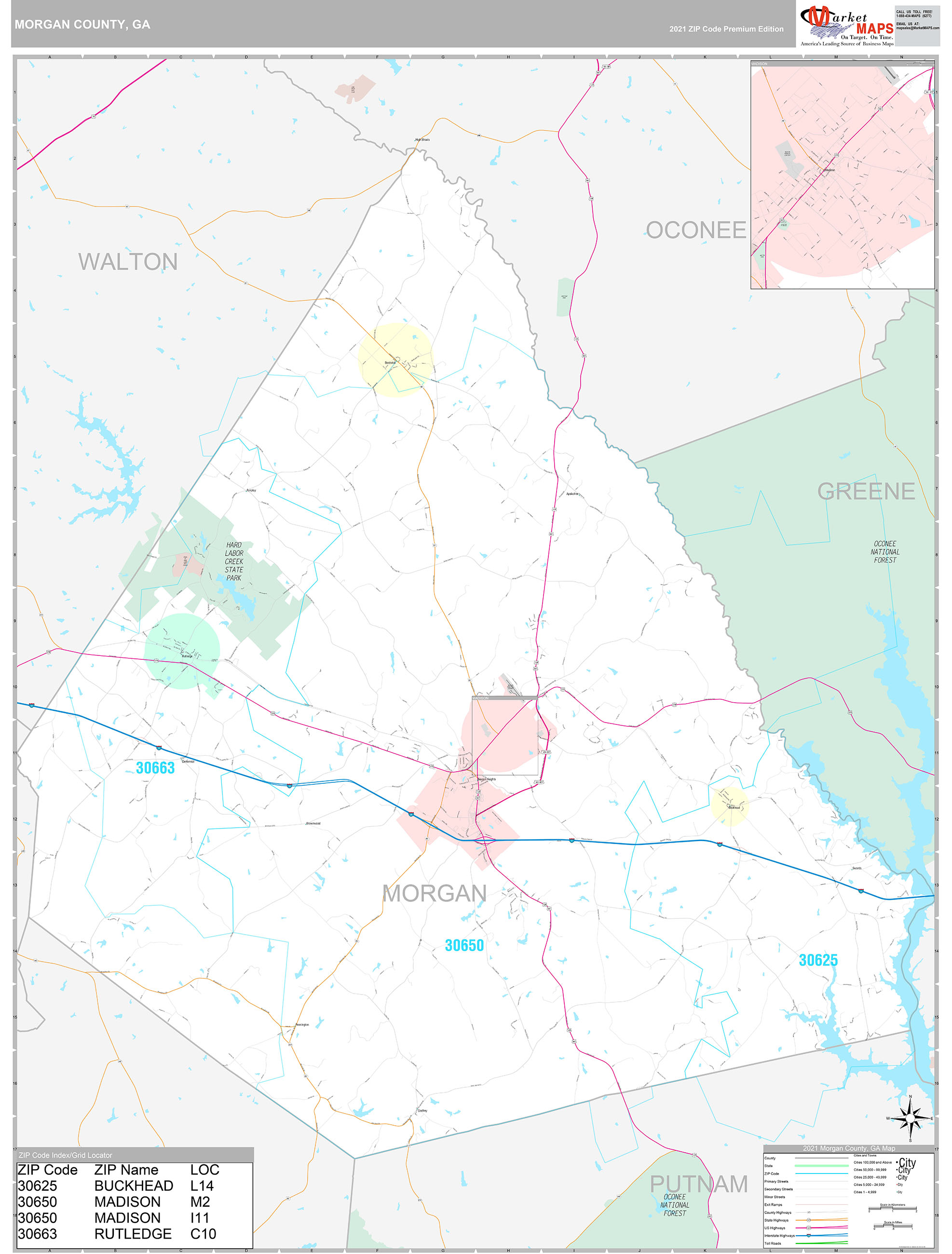 County, GA Wall Map Premium Style by MarketMAPS