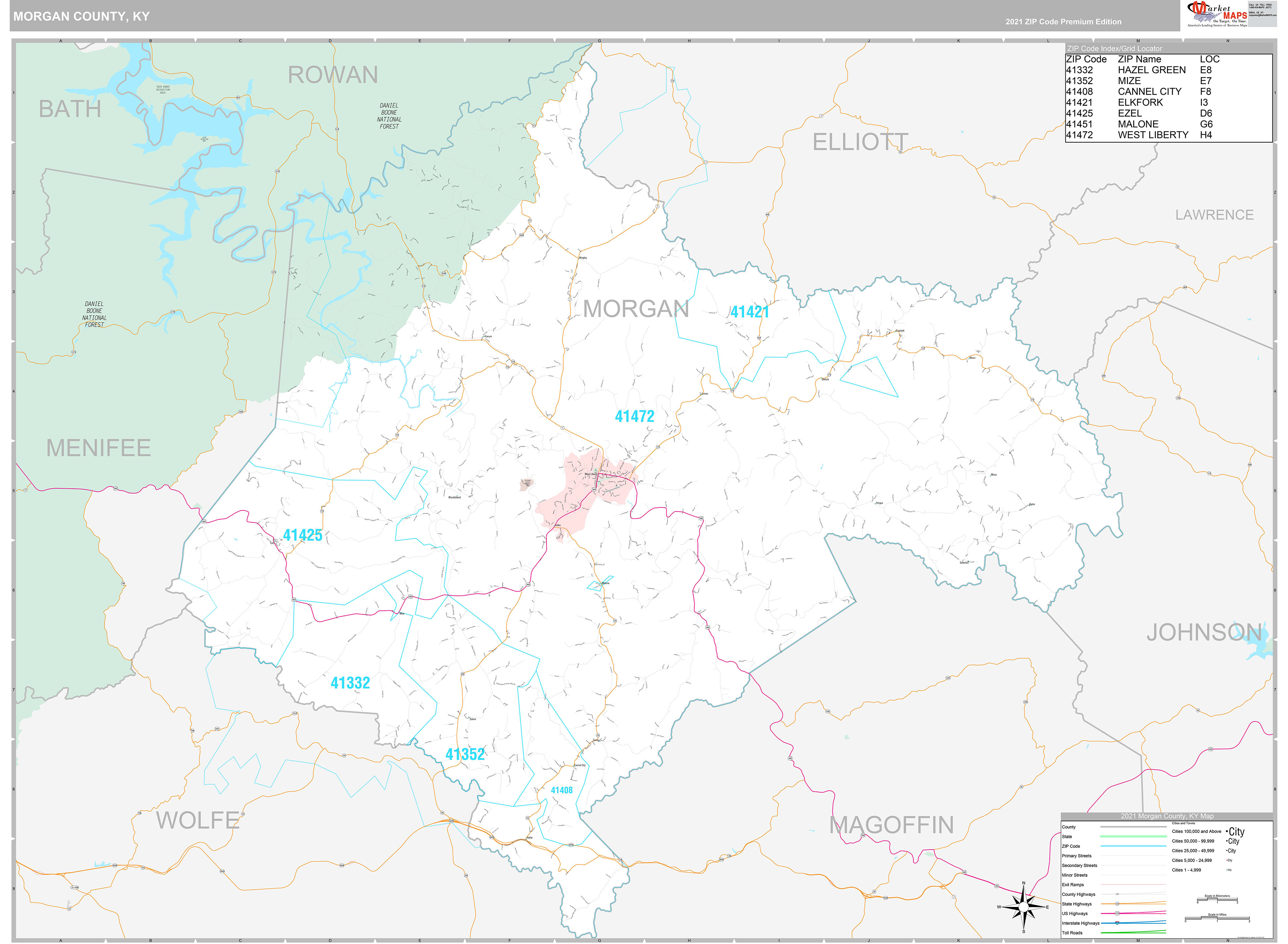 County, KY Wall Map Premium Style by MarketMAPS