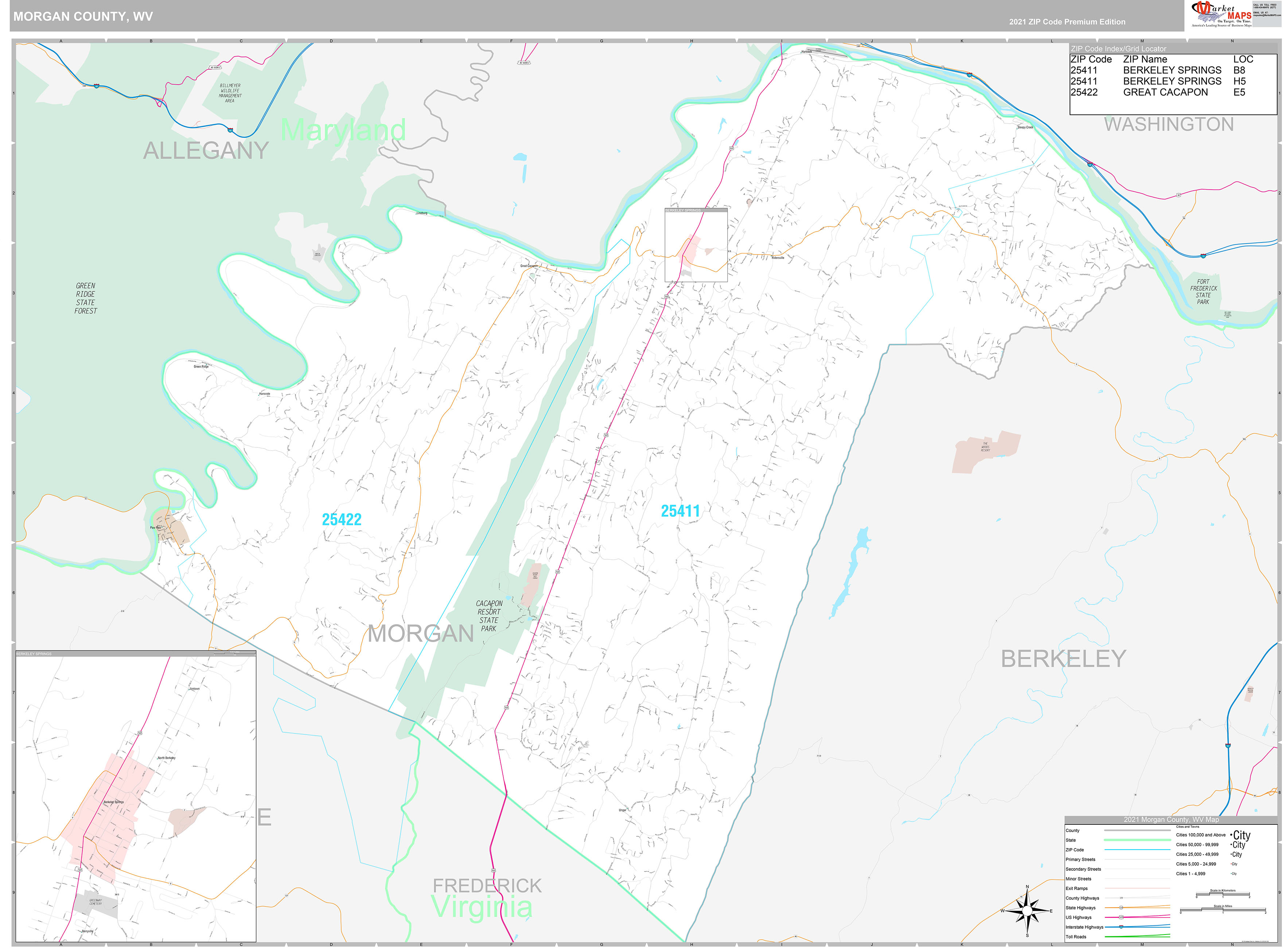 County, WV Wall Map Premium Style by MarketMAPS MapSales