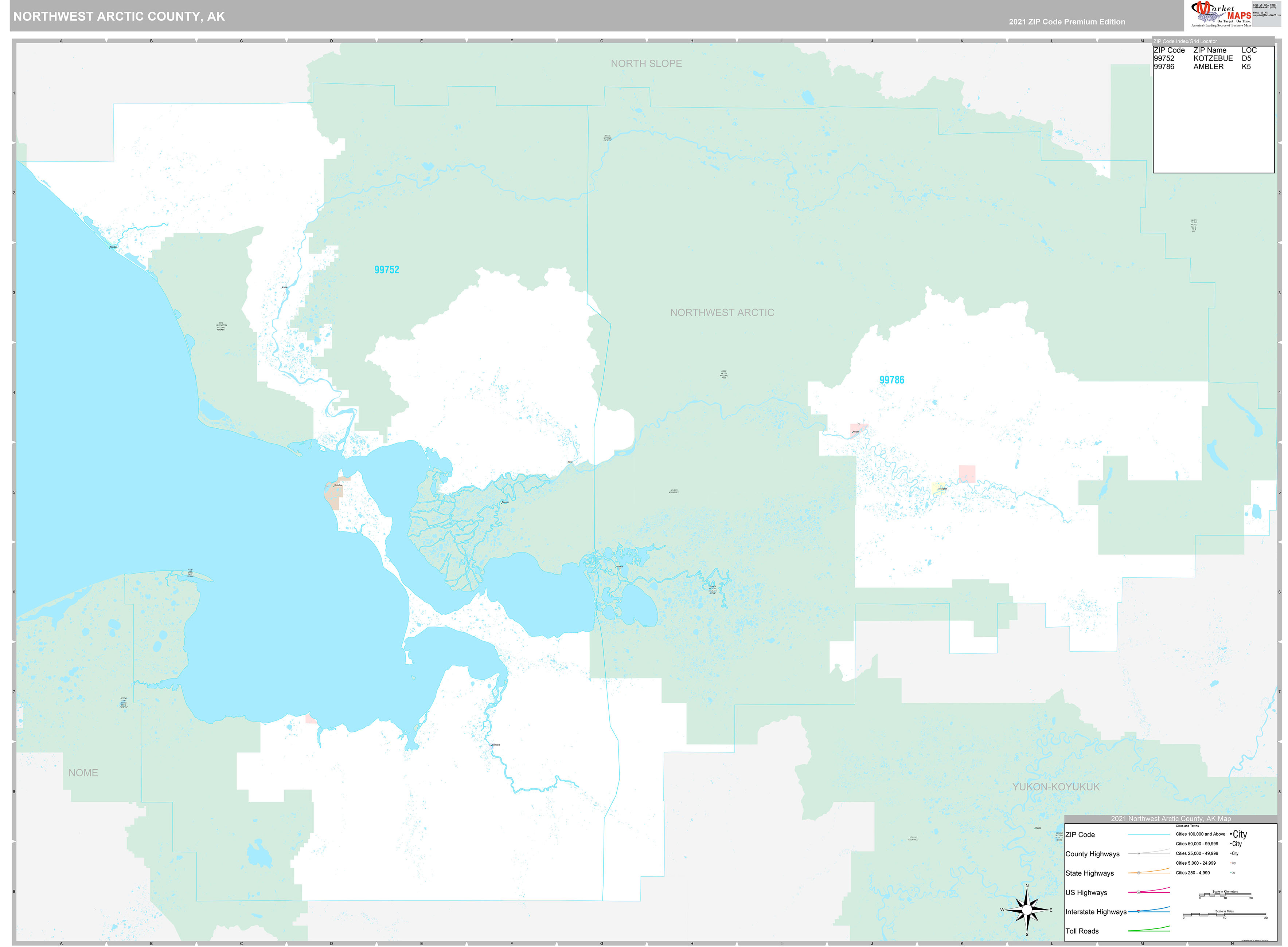 Northwest Arctic County, AK Wall Map Premium Style by MarketMAPS