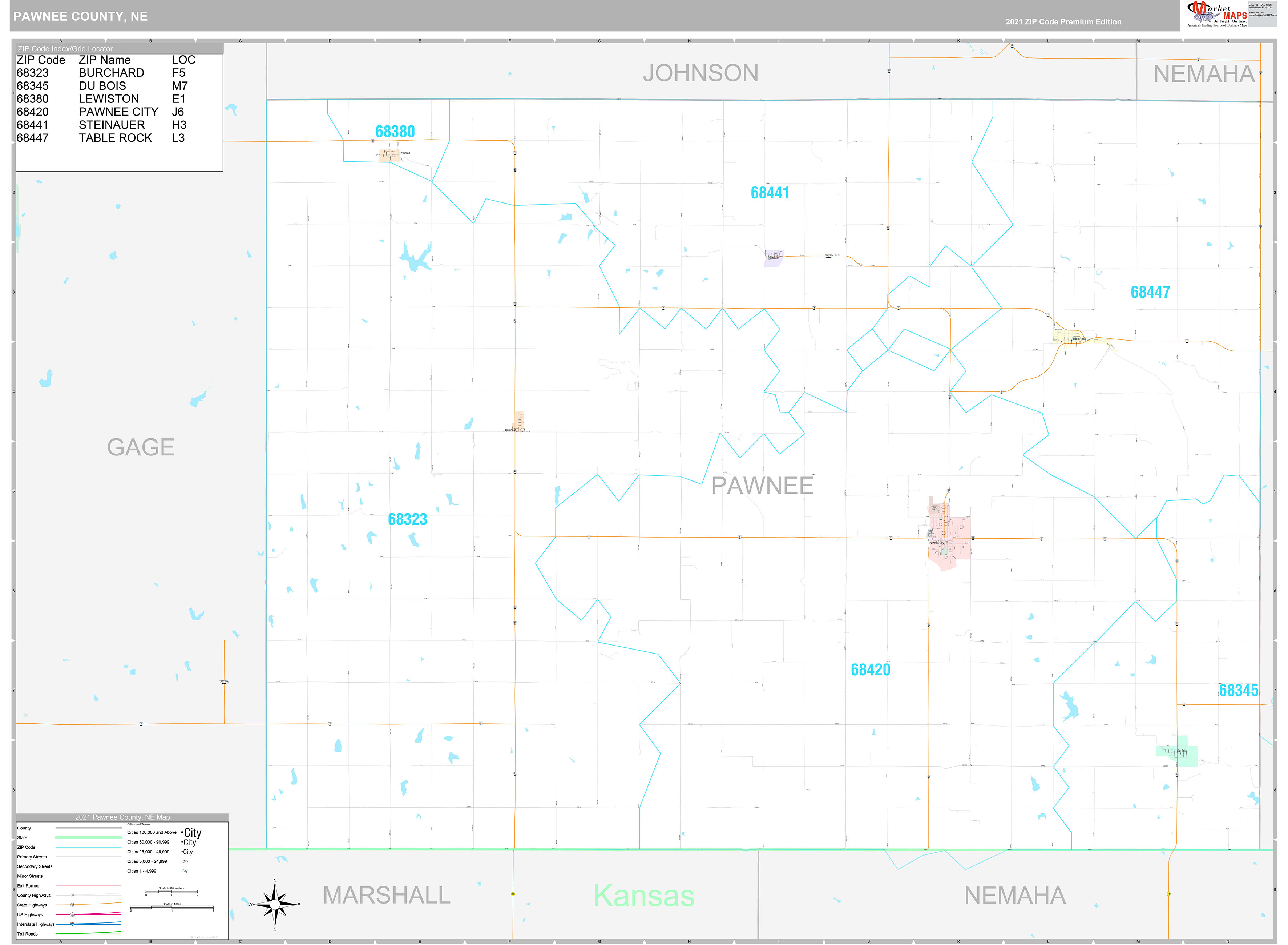 Pawnee County Ne Wall Map Color Cast Style By Marketmaps Images and