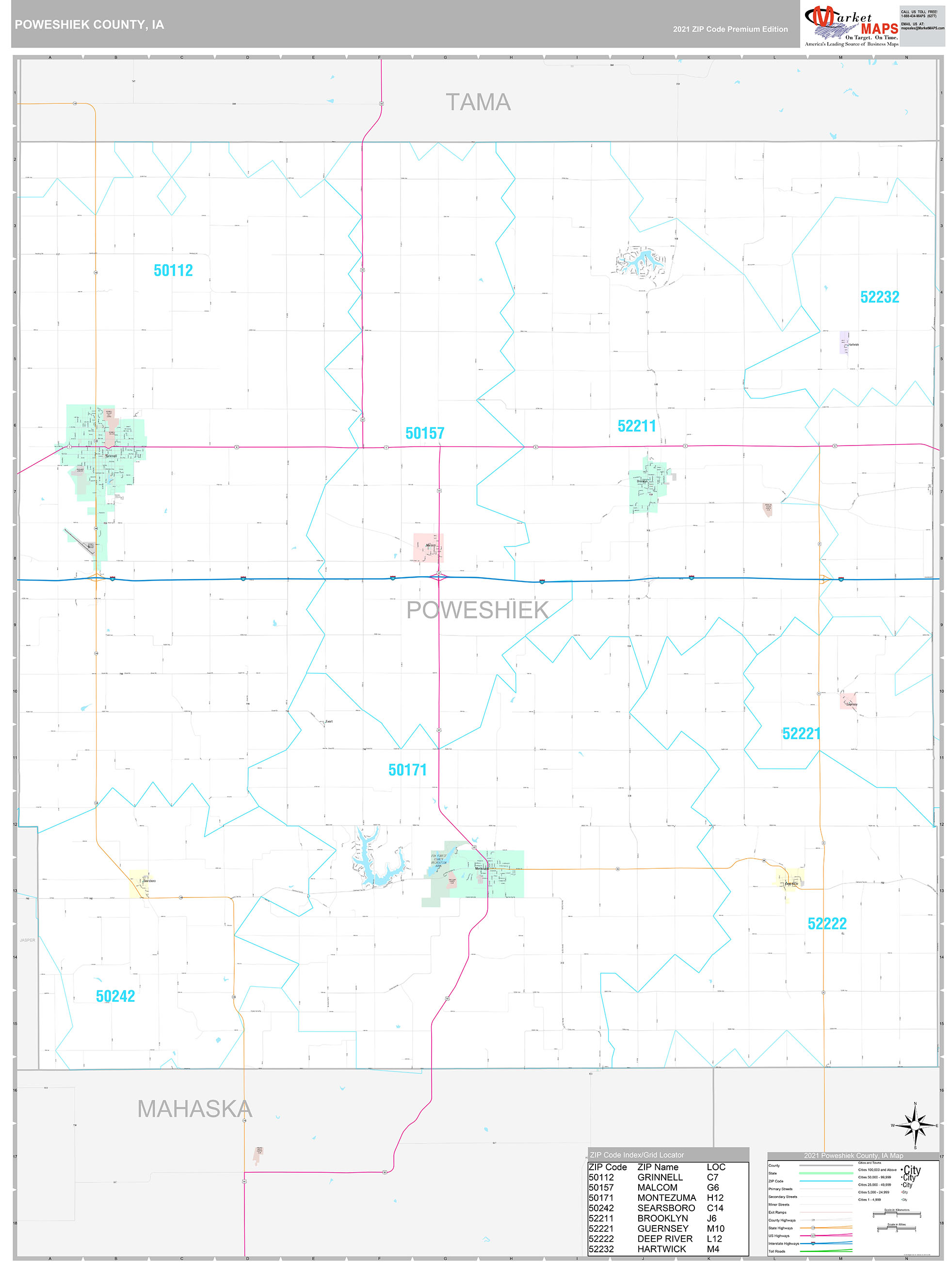 Poweshiek County Mugshots Poweshiek County, IA Wall Map Premium Style by MarketMAPS - MapSales.com