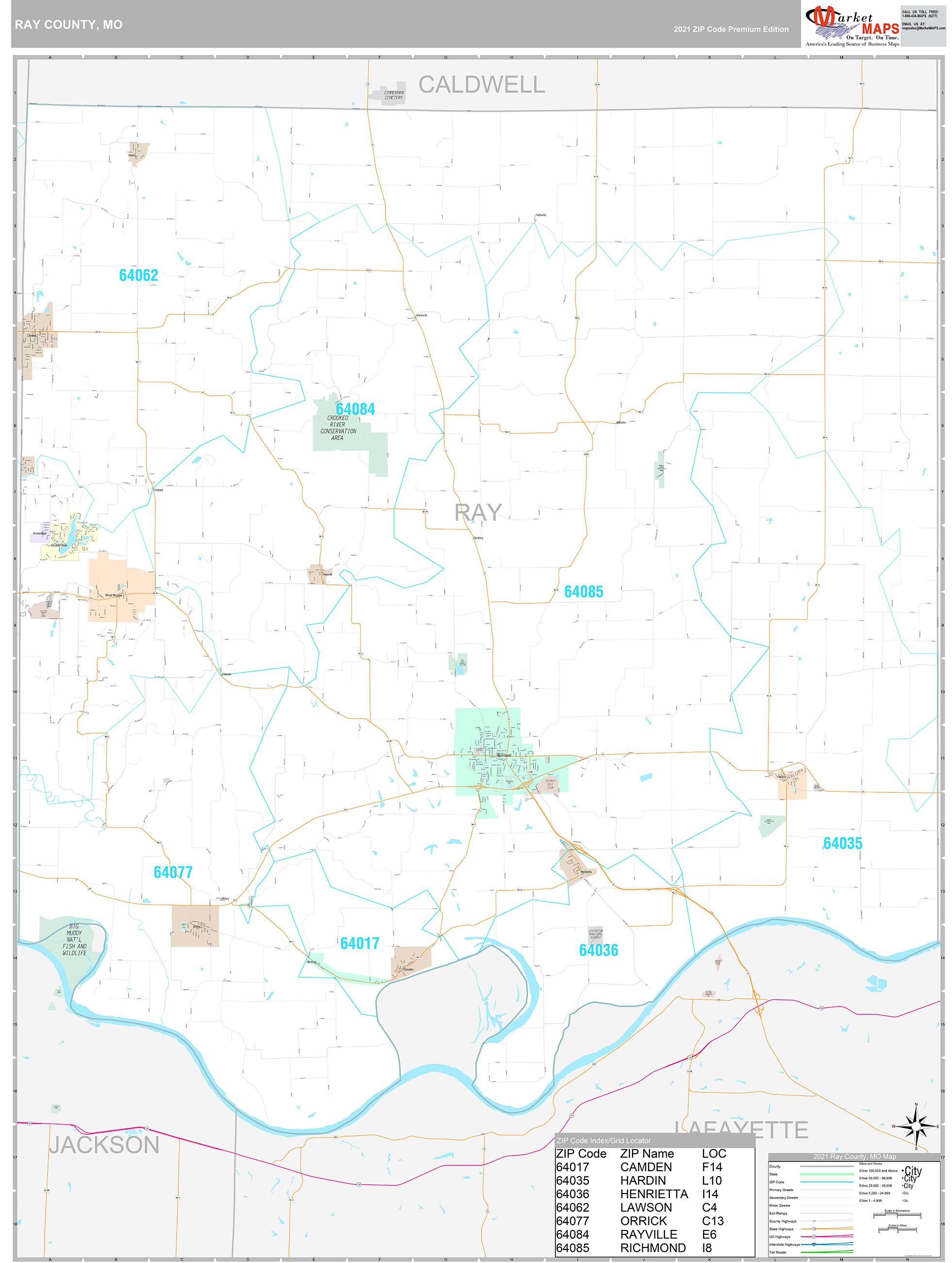 Ray County, MO Wall Map Premium Style by MarketMAPS