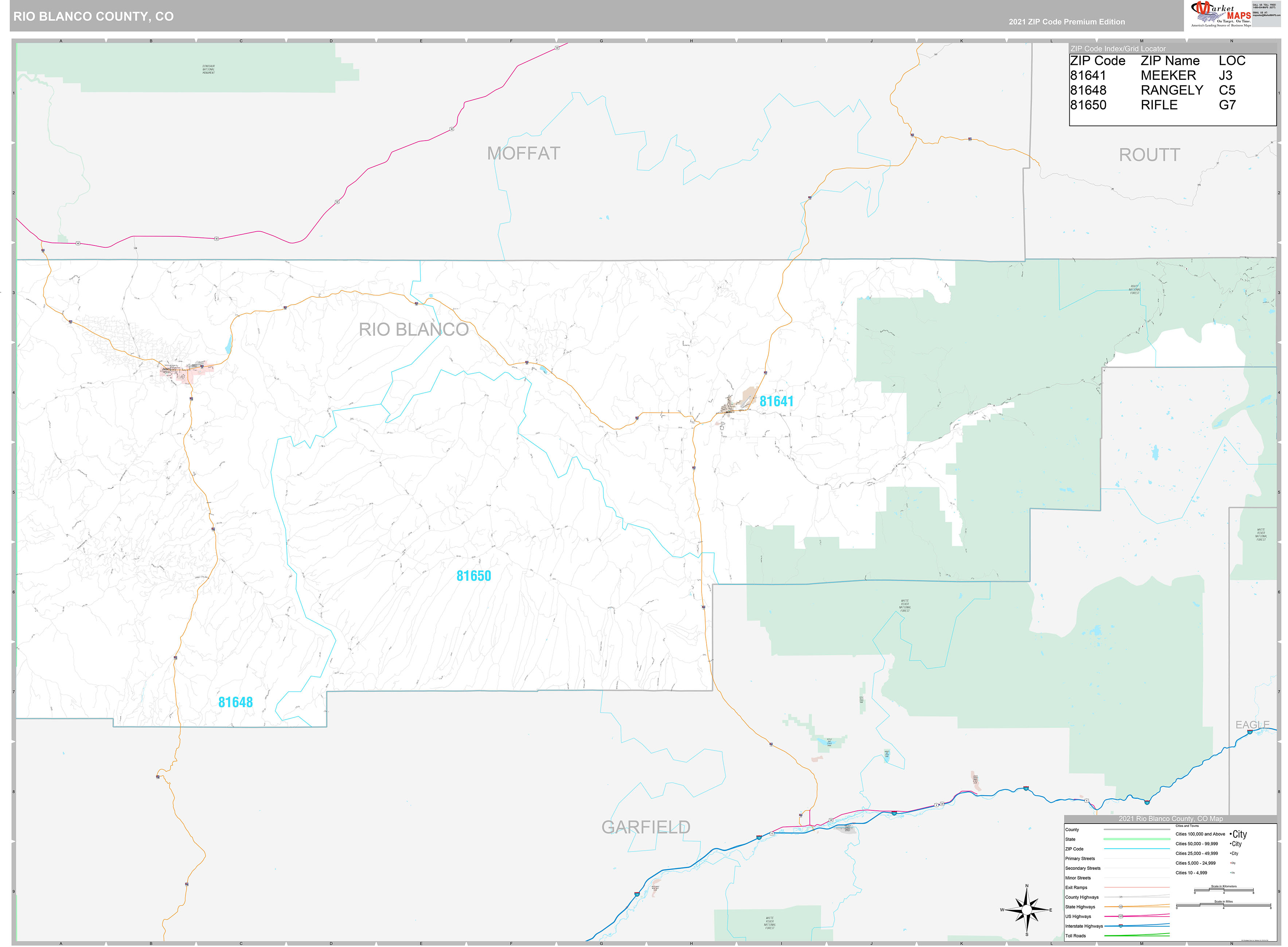 Rio Blanco County, CO Wall Map Premium Style by MarketMAPS