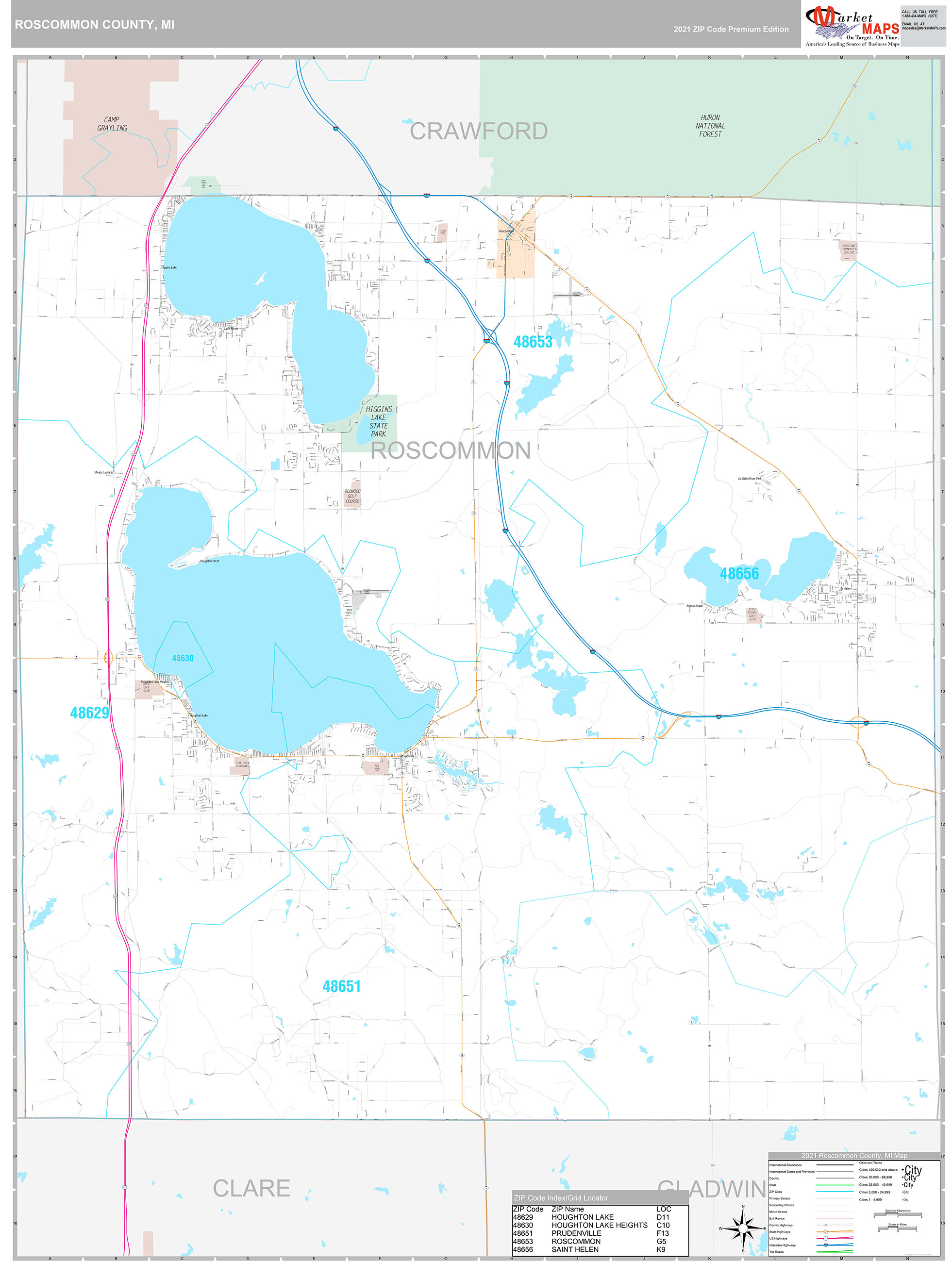 County, MI Wall Map Premium Style by MarketMAPS