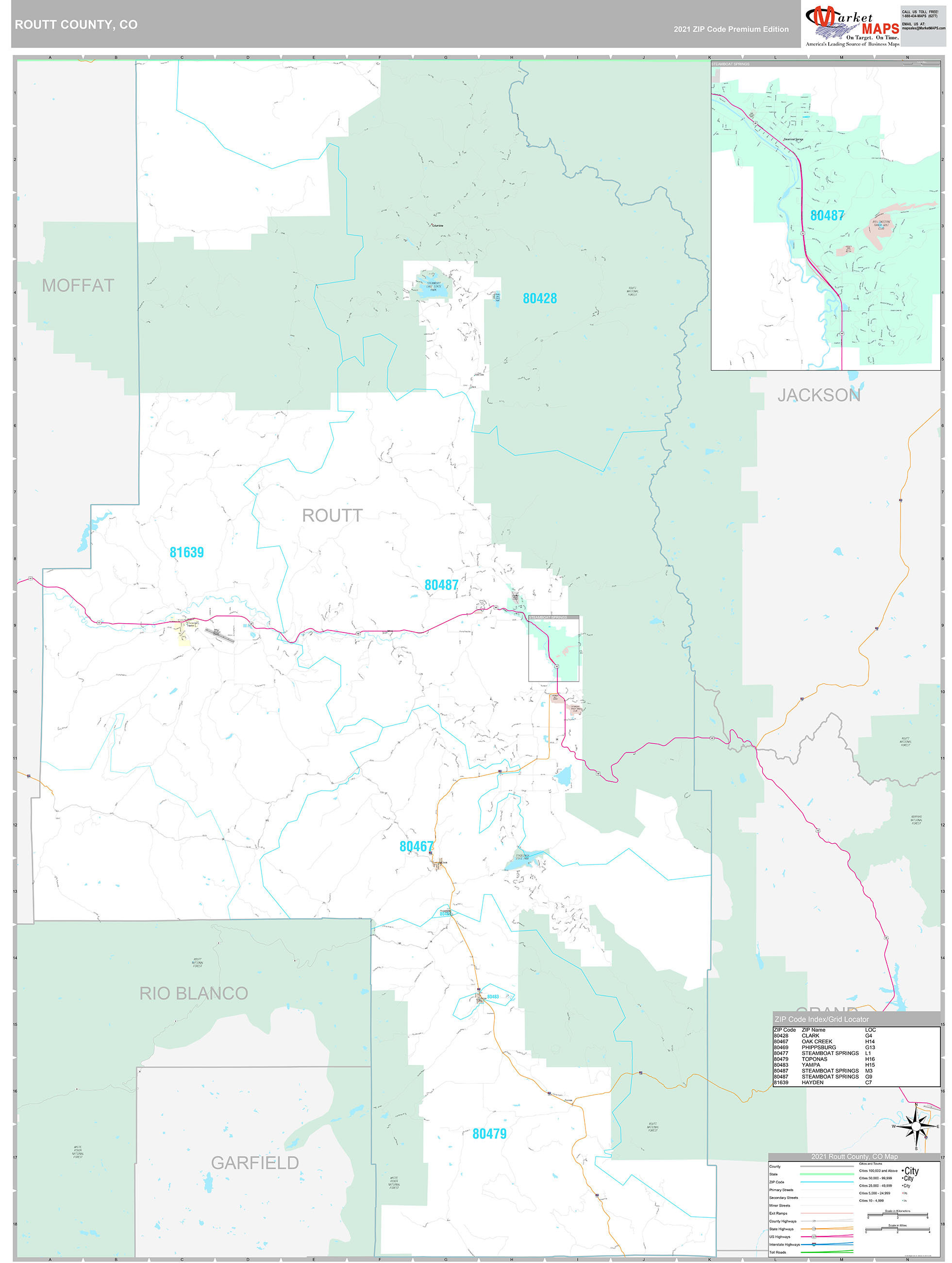 Routt County, CO Wall Map Premium Style by MarketMAPS MapSales