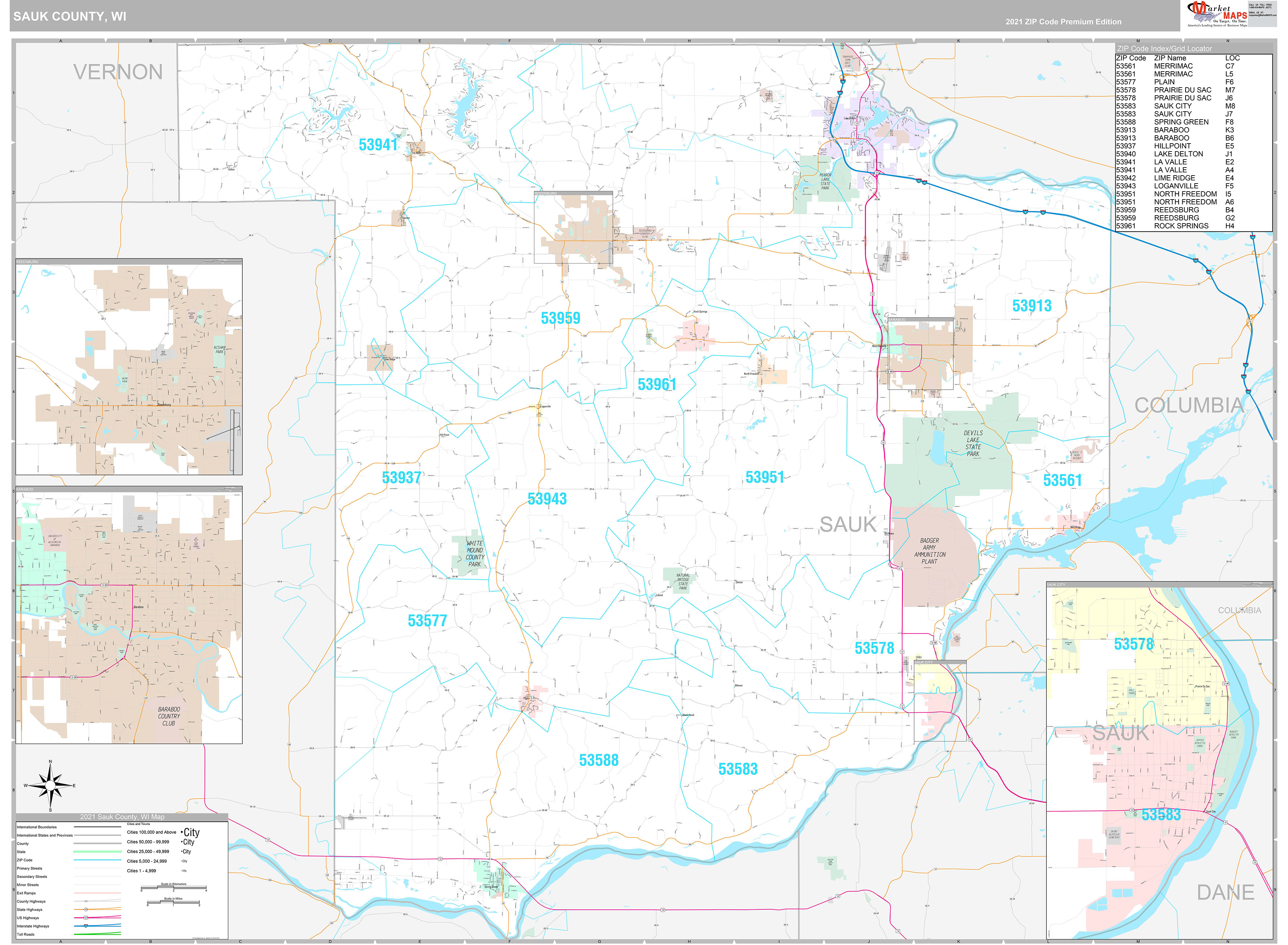 Sauk County WI Map