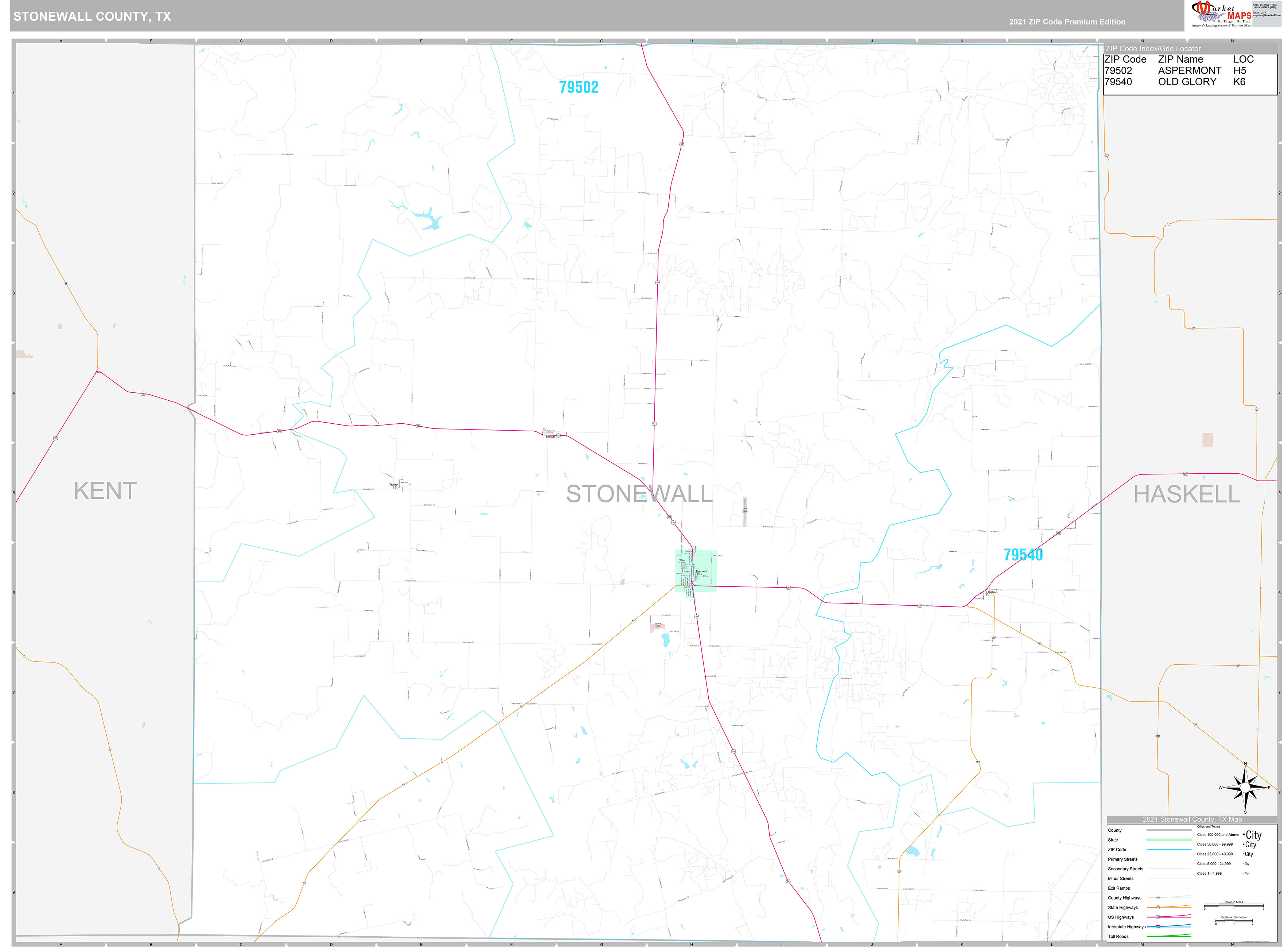 Stonewall County, TX Wall Map Premium Style by MarketMAPS MapSales