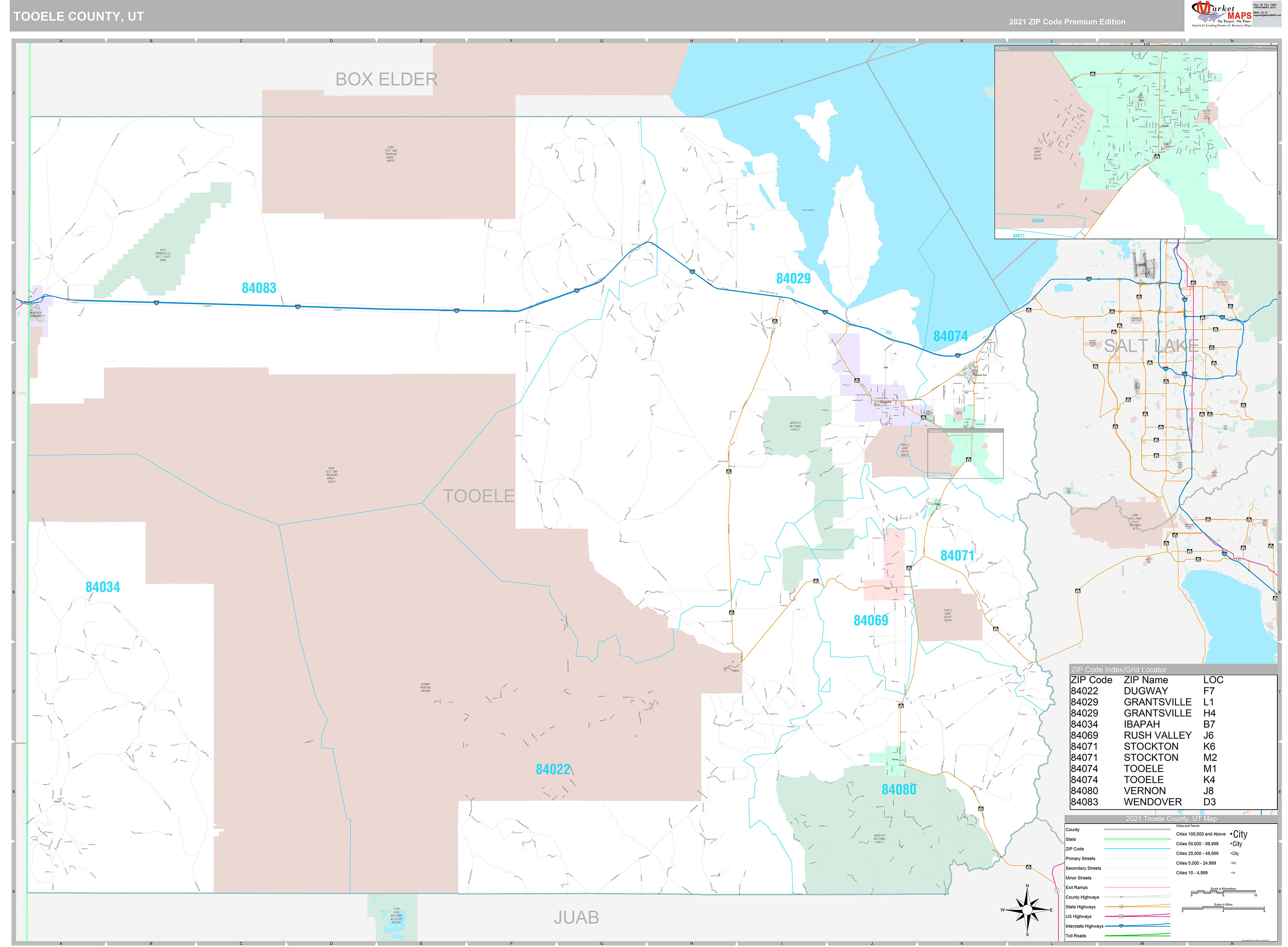 Tooele County, UT Wall Map Premium Style by MarketMAPS MapSales