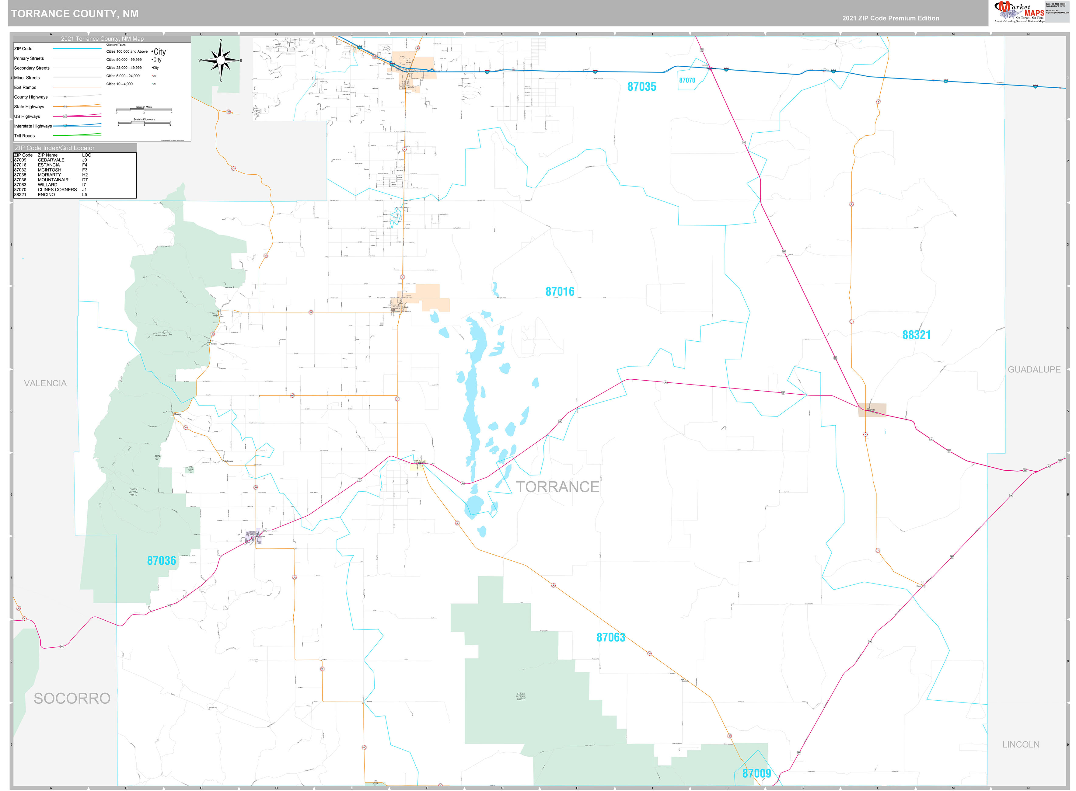 Torrance County, NM Wall Map Premium Style by MarketMAPS MapSales