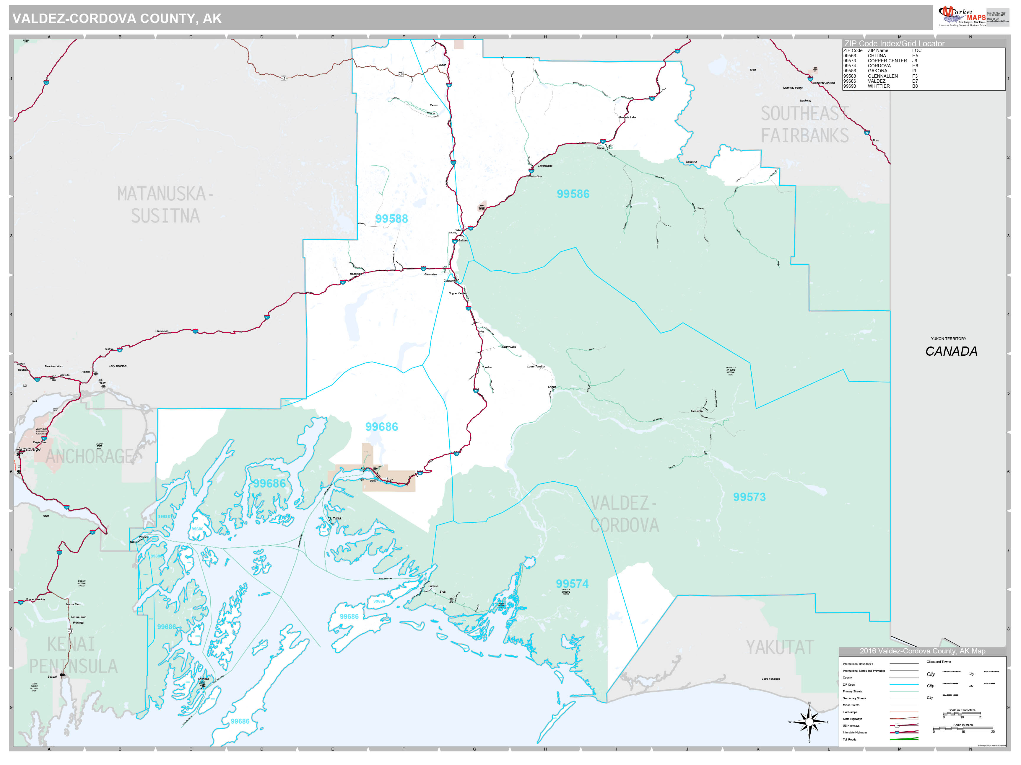 ValdezCordova County, AK Wall Map Premium Style by MarketMAPS